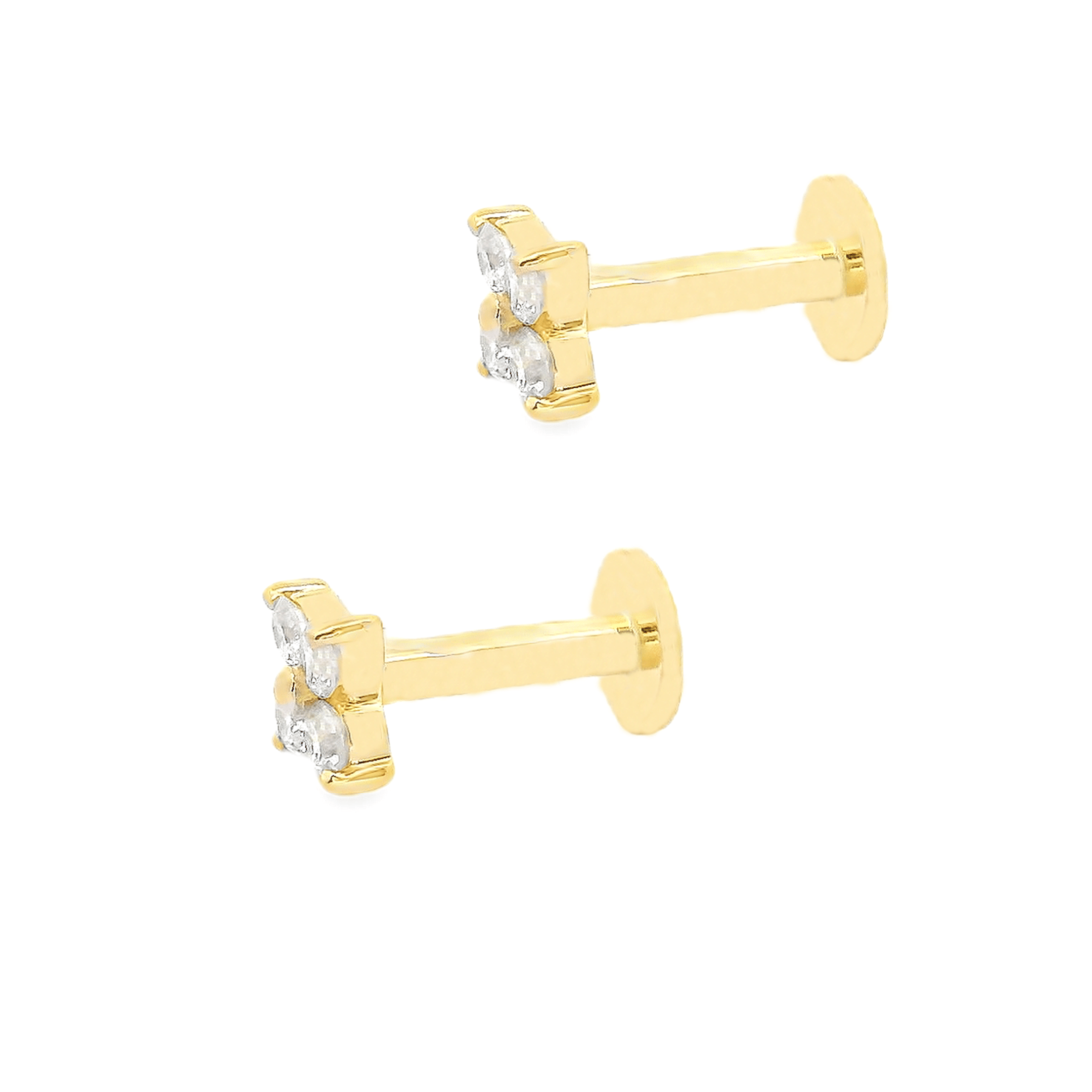 H.L. Gross & Bro. Jewelers .50ct 18k Gold Diamond Flower Flat Back Studs