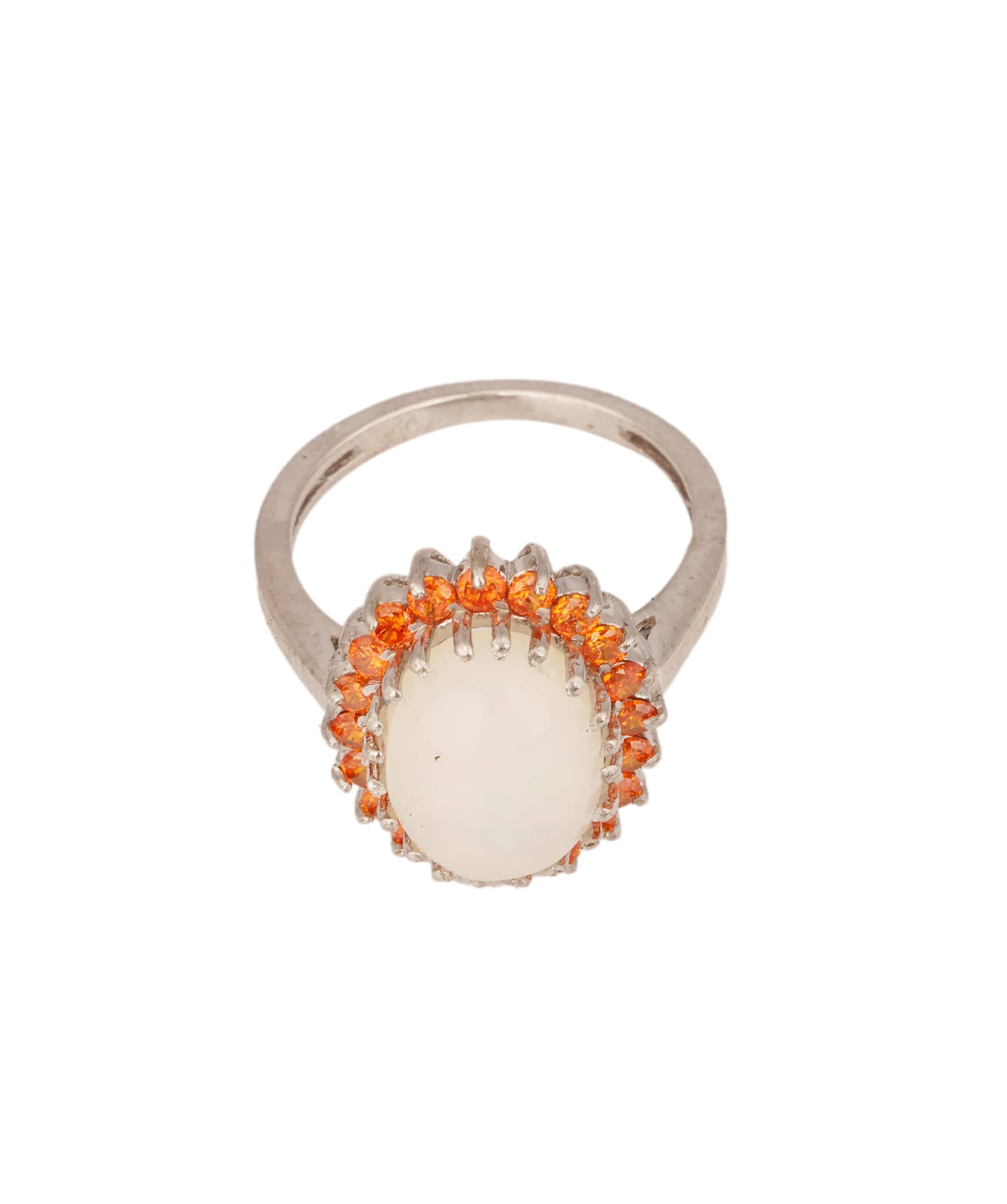 RING Natural Opal with Orange Sapphires Art Deco Ring ANC1761