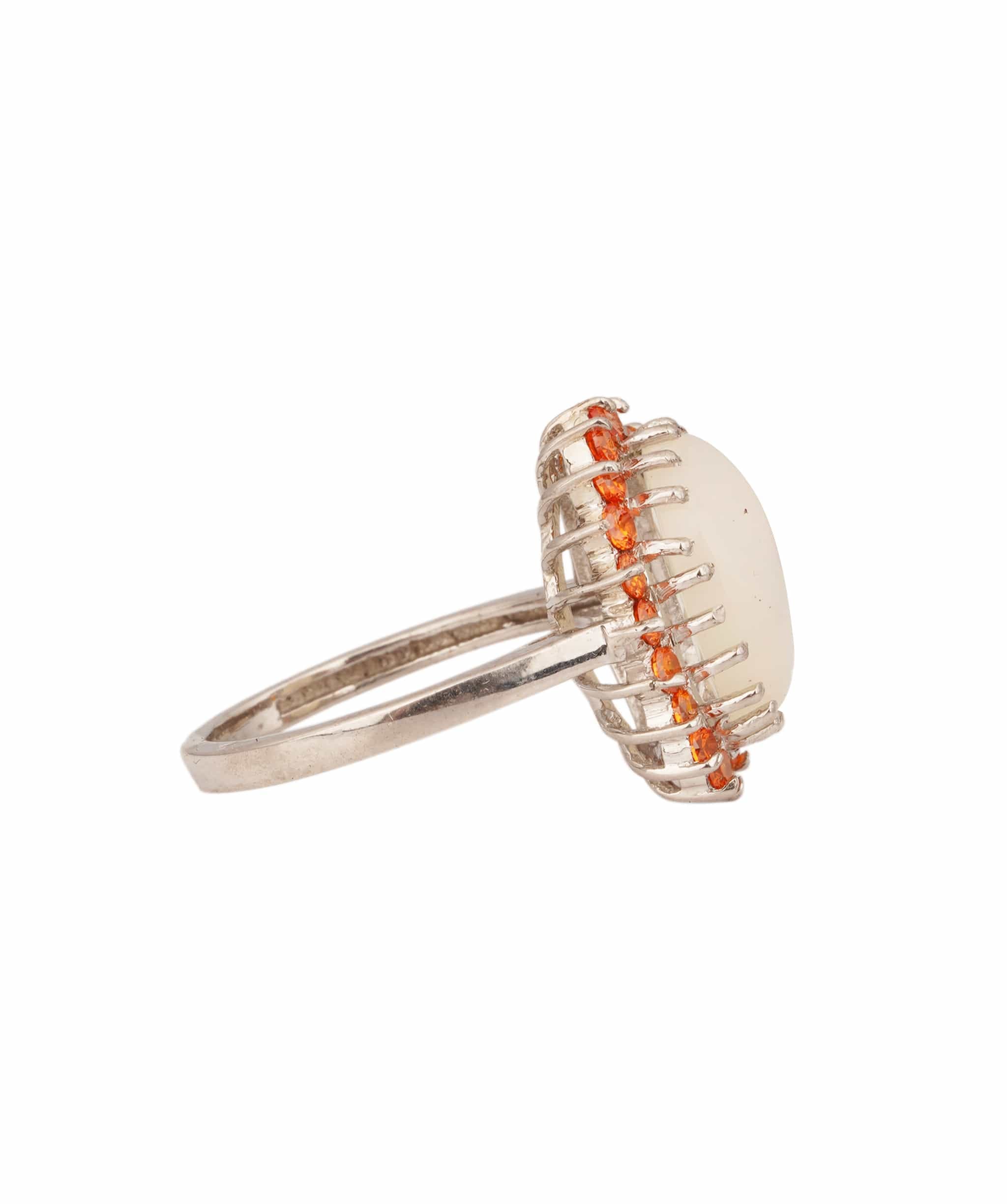 RING Natural Opal with Orange Sapphires Art Deco Ring ANC1761