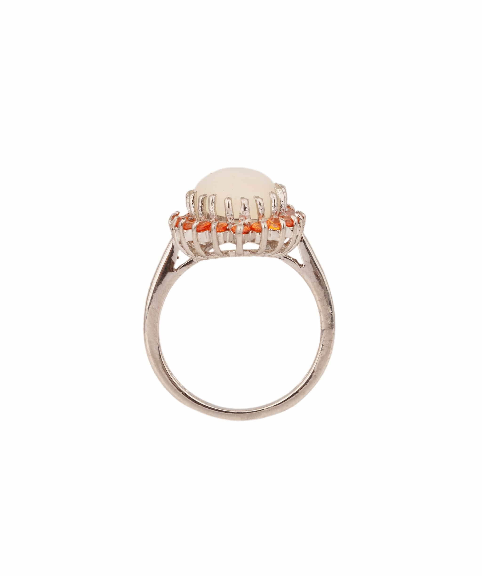 RING Natural Opal with Orange Sapphires Art Deco Ring ANC1761