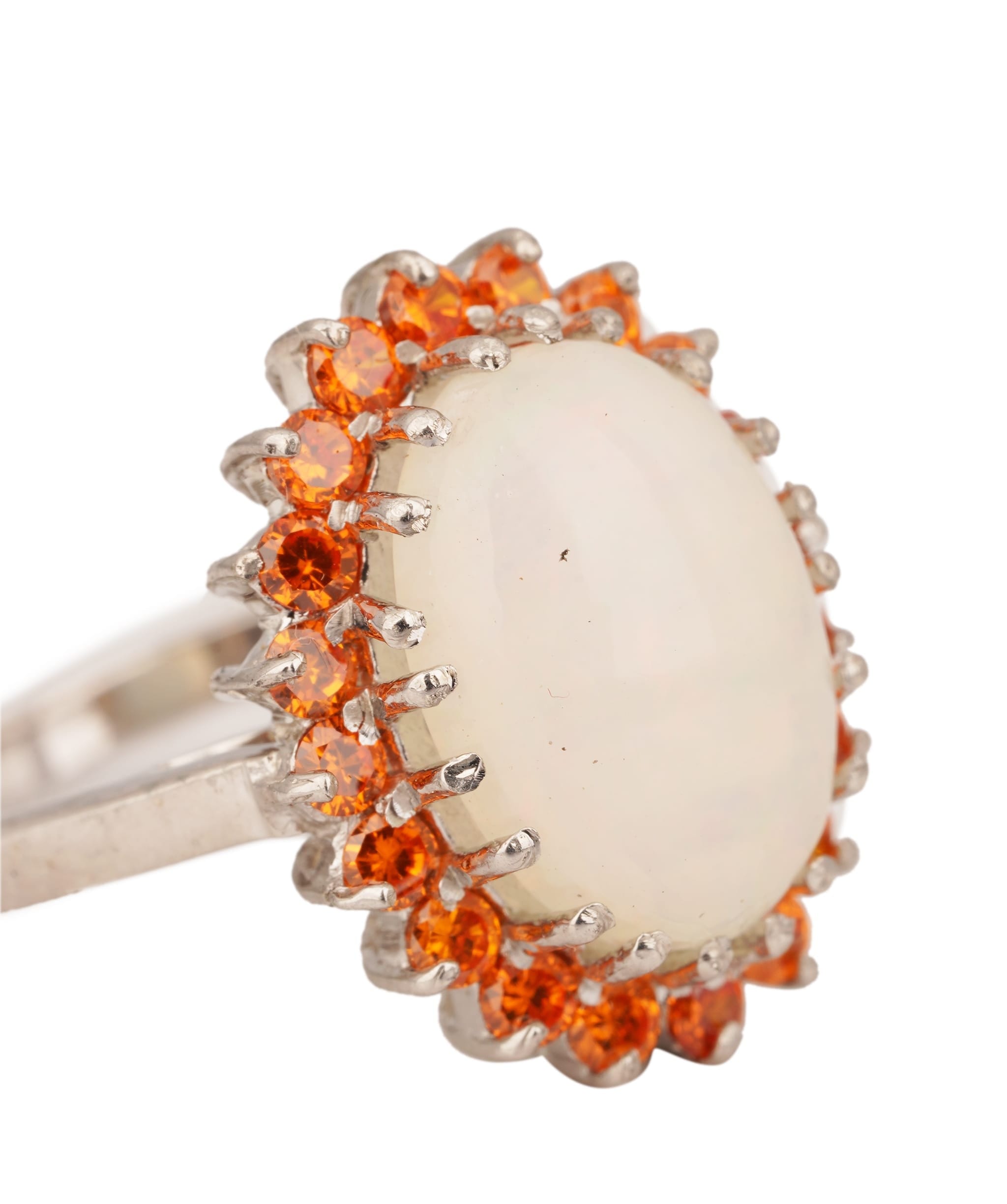 RING Natural Opal with Orange Sapphires Art Deco Ring ANC1761