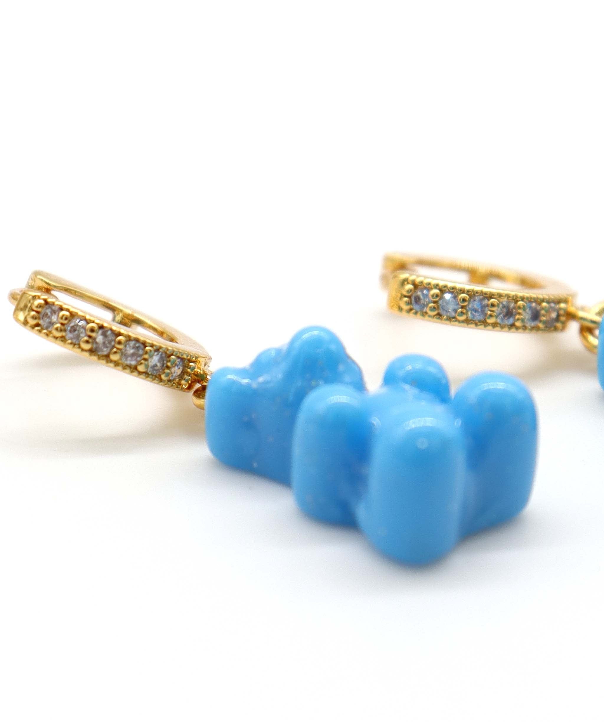 BEAR Nostalgia Bear earrings gold blue ASC7208