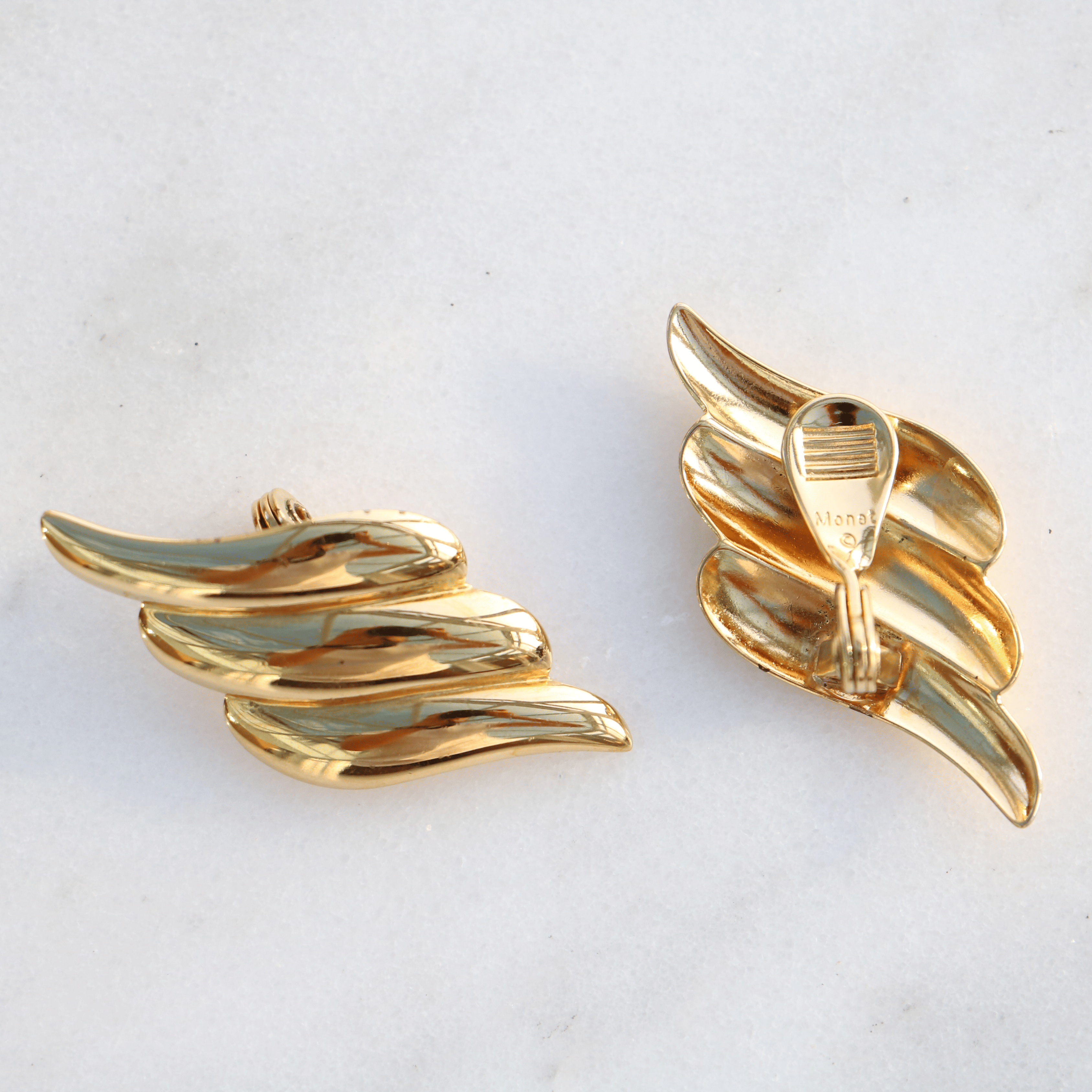 Willowfinejewellery Vintage Gold Wing Earrings