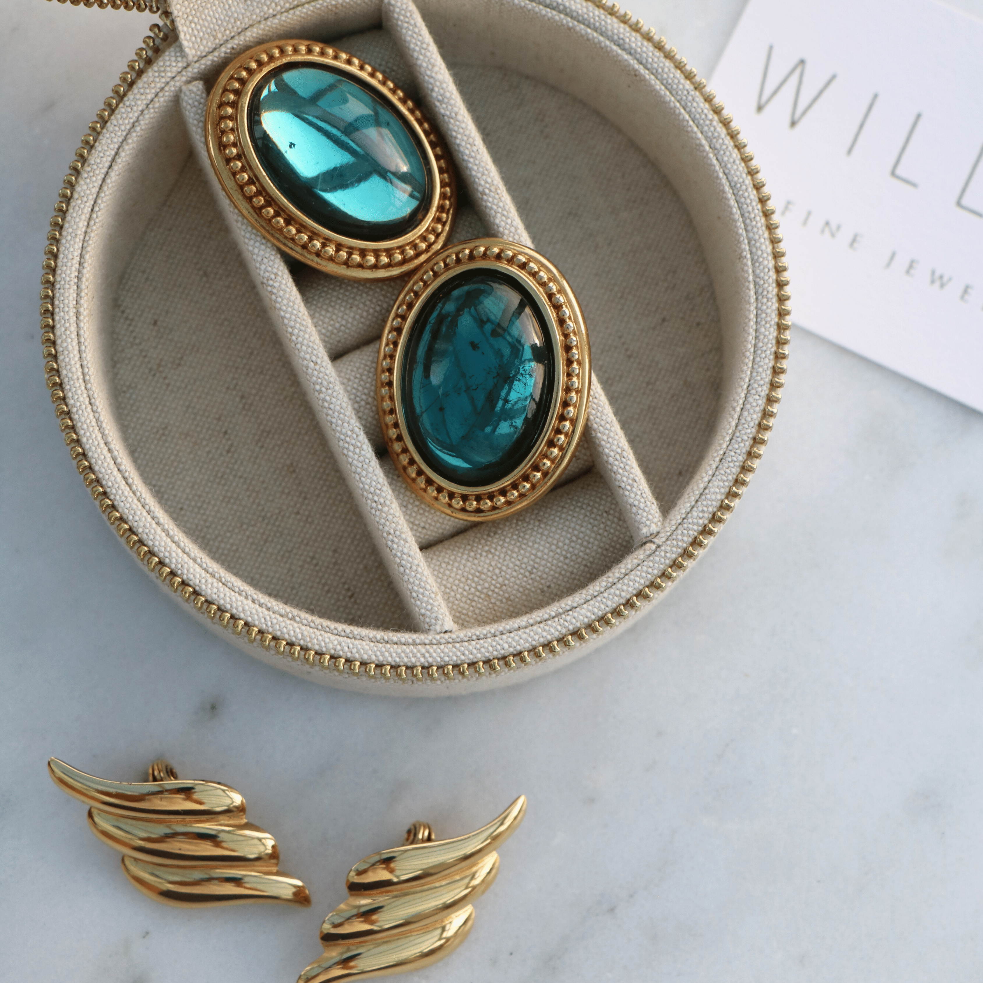 Willowfinejewellery Vintage Gold Wing Earrings