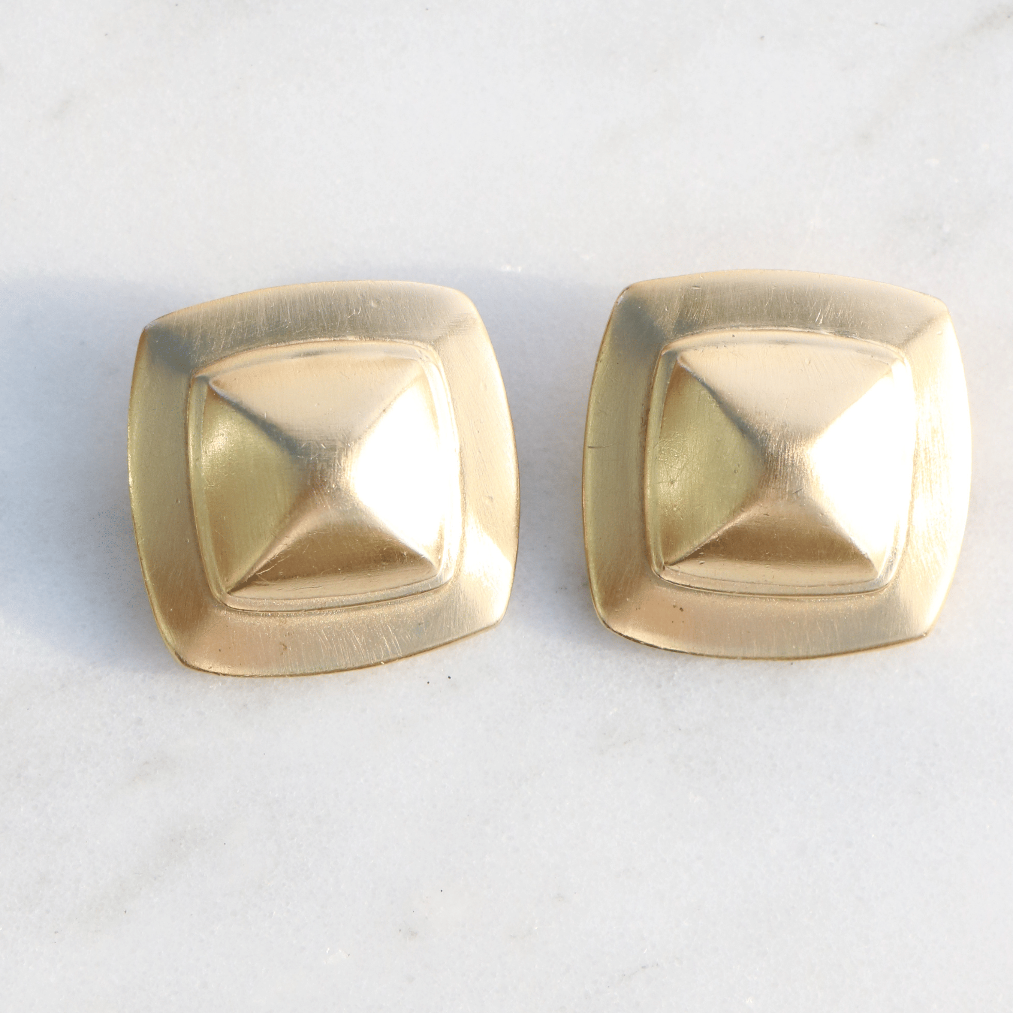 Willowfinejewellery Large Cushion Brushed Modernist Vintage Earrings