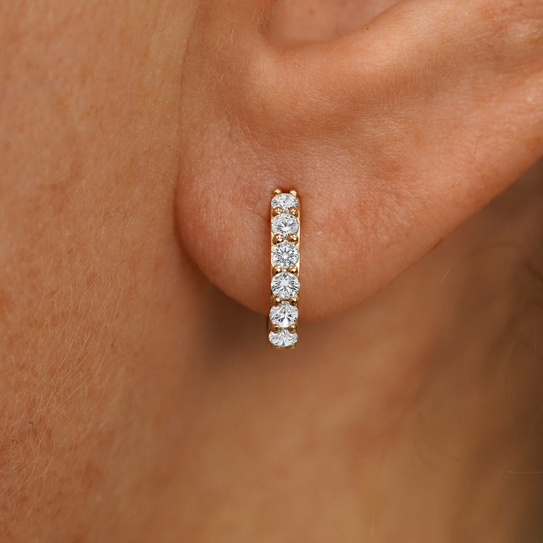 Automic Gold Studio White Natural Diamond Huggie Hoop