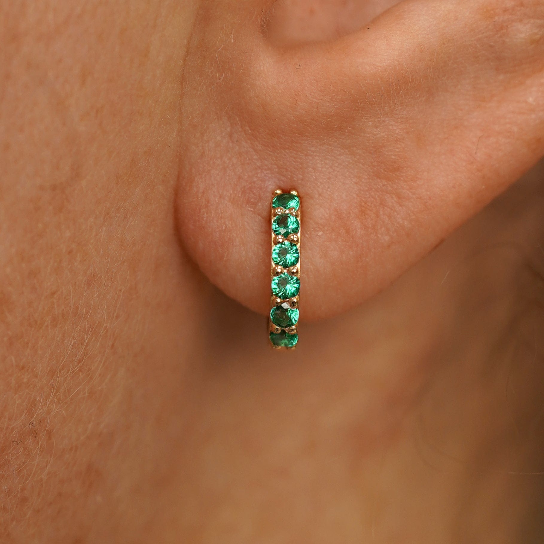 Automic Gold Studio Emerald Huggie Hoop