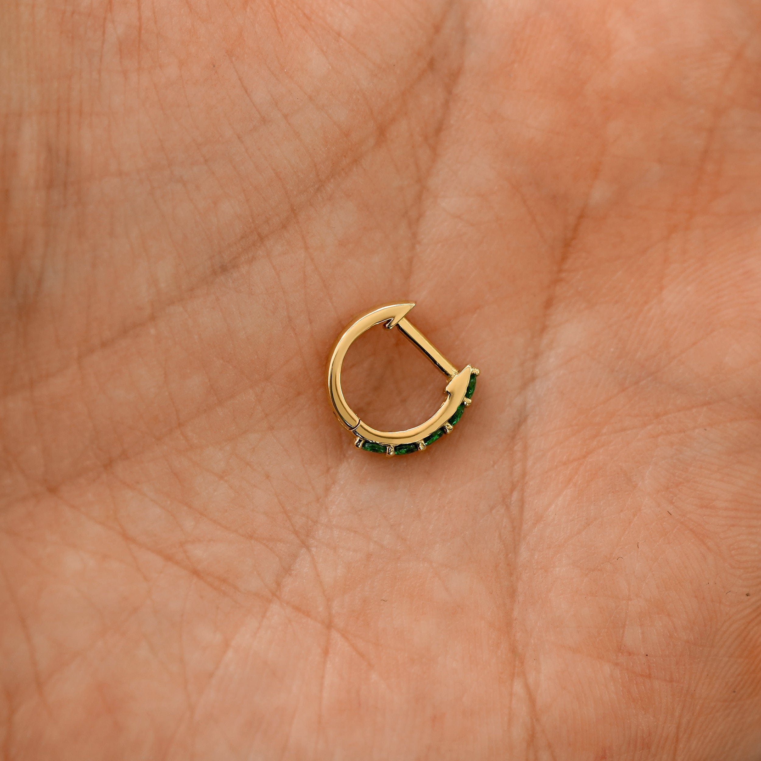 Automic Gold Studio Emerald Huggie Hoop