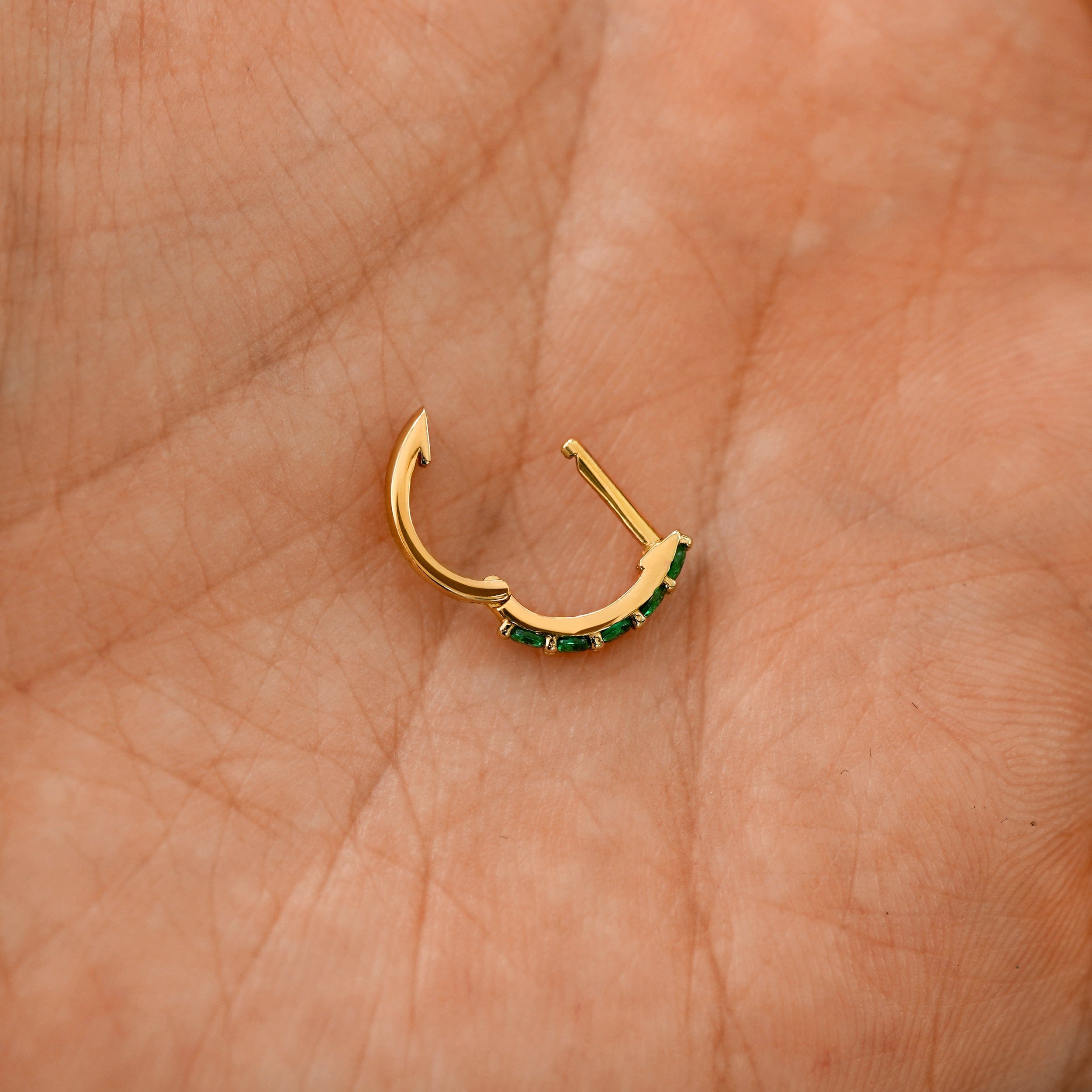 Automic Gold Studio Emerald Huggie Hoop
