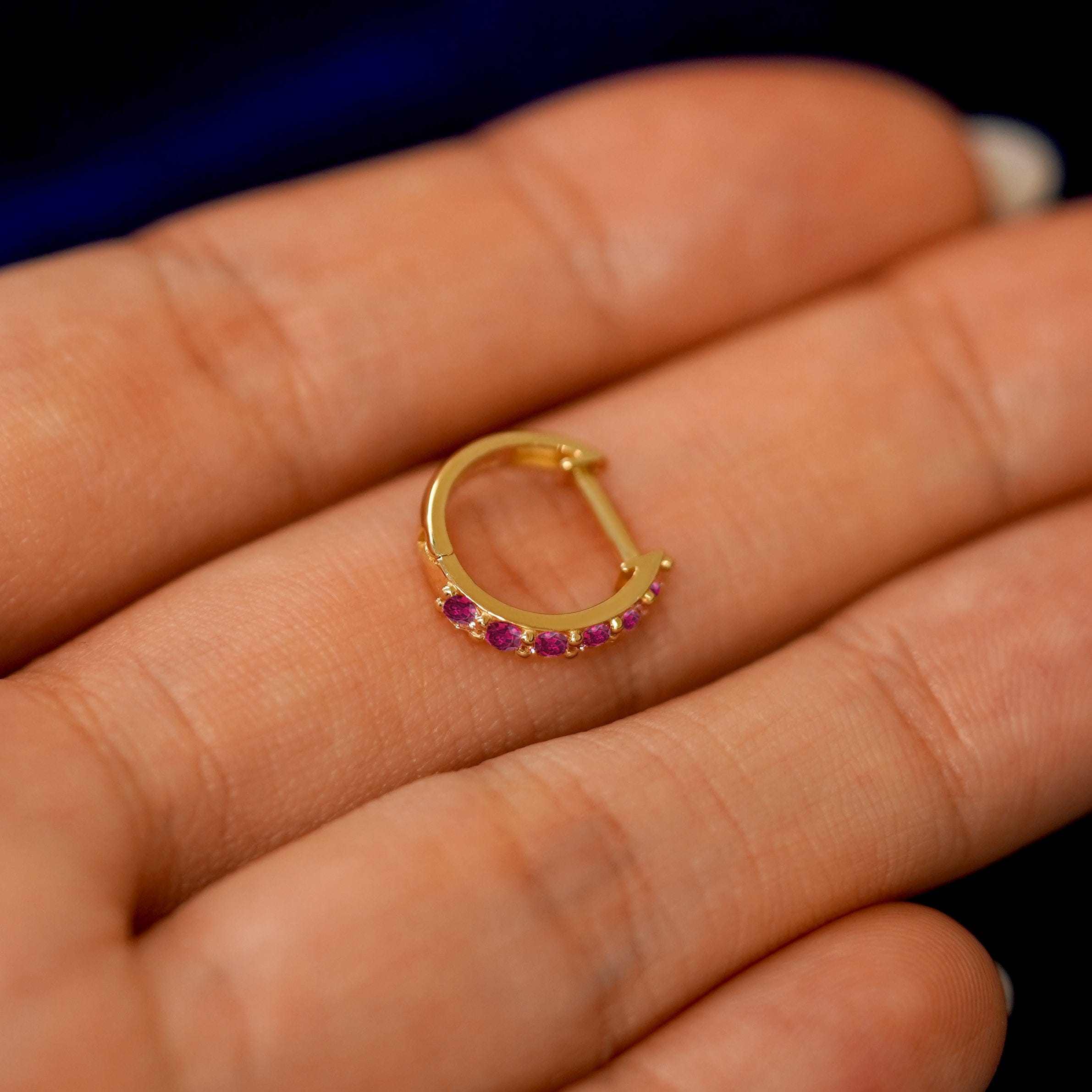 Automic Gold Studio Ruby Huggie Hoop