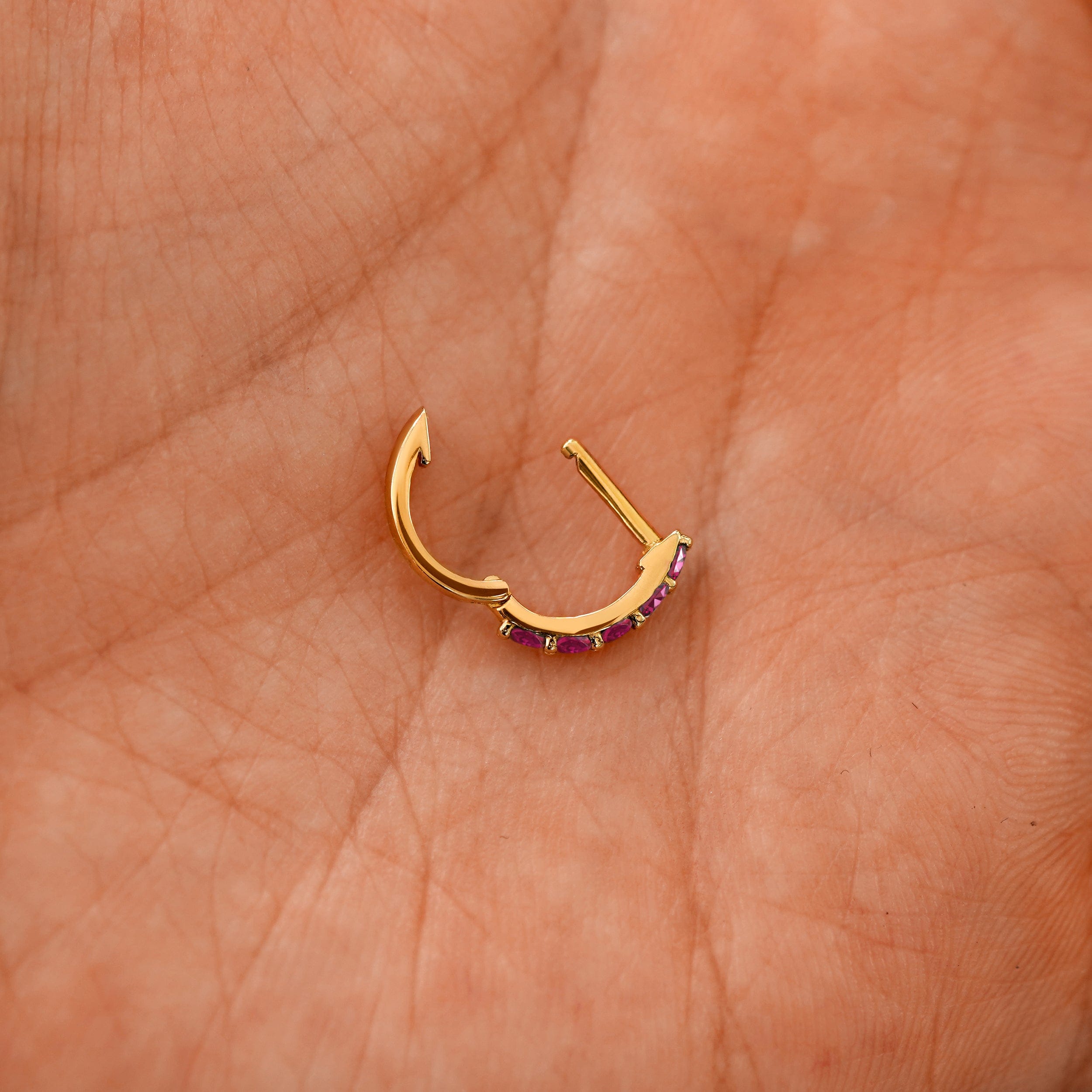 Automic Gold Studio Ruby Huggie Hoop