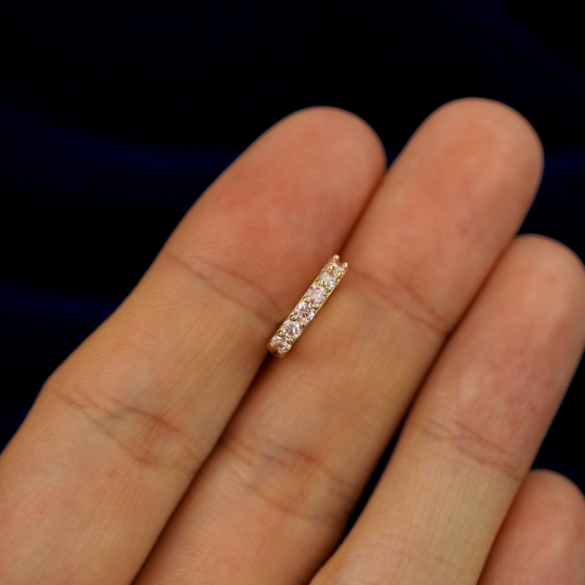 Automic Gold Studio Pink Lab Diamond Huggie Hoop