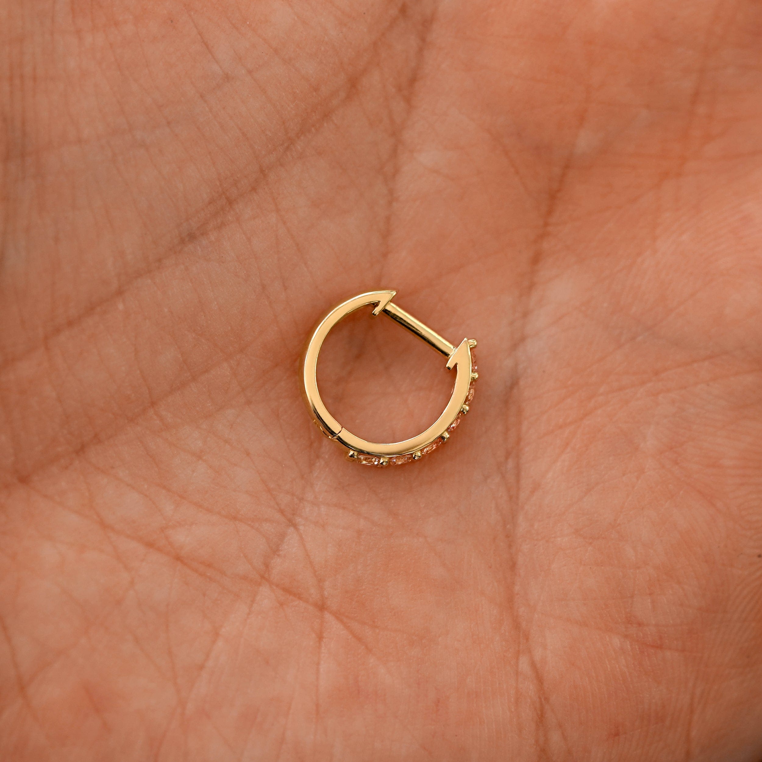 Automic Gold Studio Pink Lab Diamond Huggie Hoop