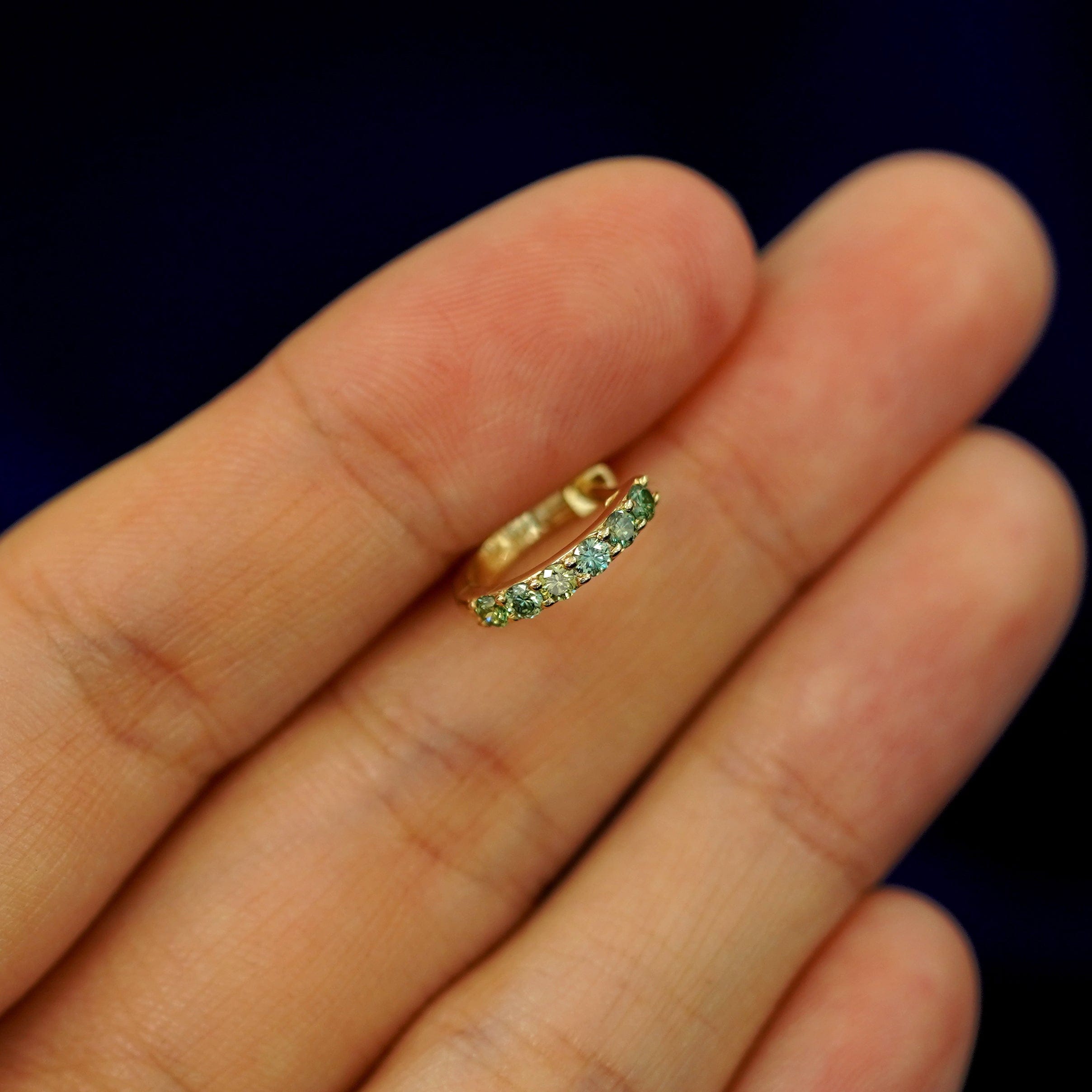 Automic Gold Studio Light Green Lab Diamond Huggie Hoop