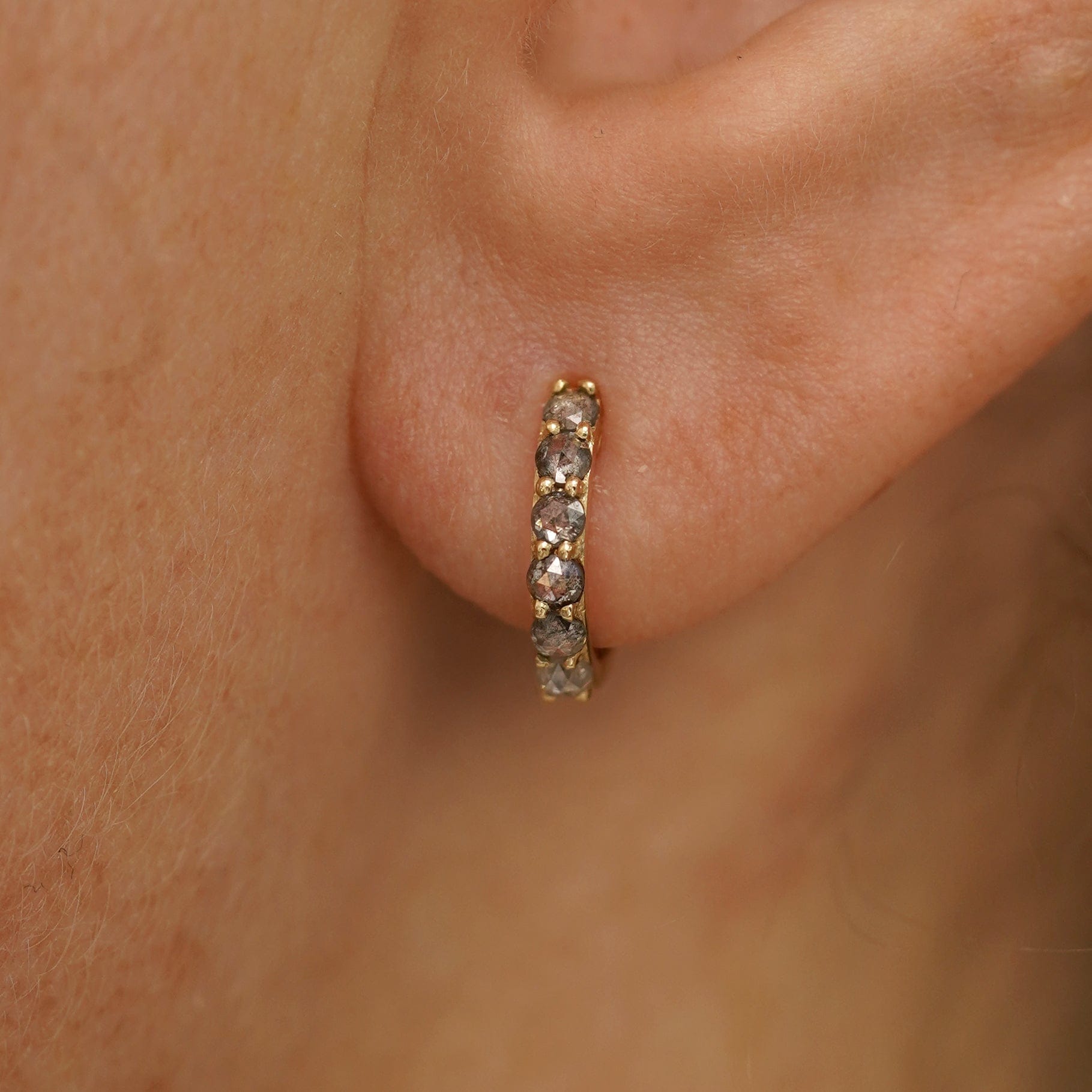 Automic Gold Studio Salt and Pepper Diamond Huggie Hoop