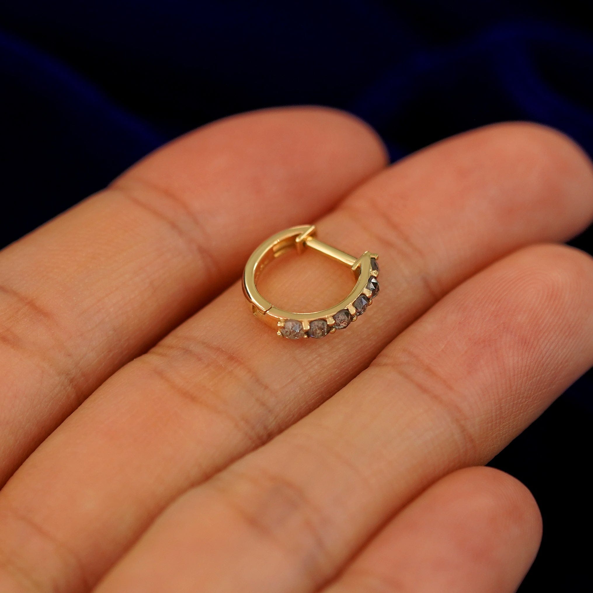 Automic Gold Studio Salt and Pepper Diamond Huggie Hoop