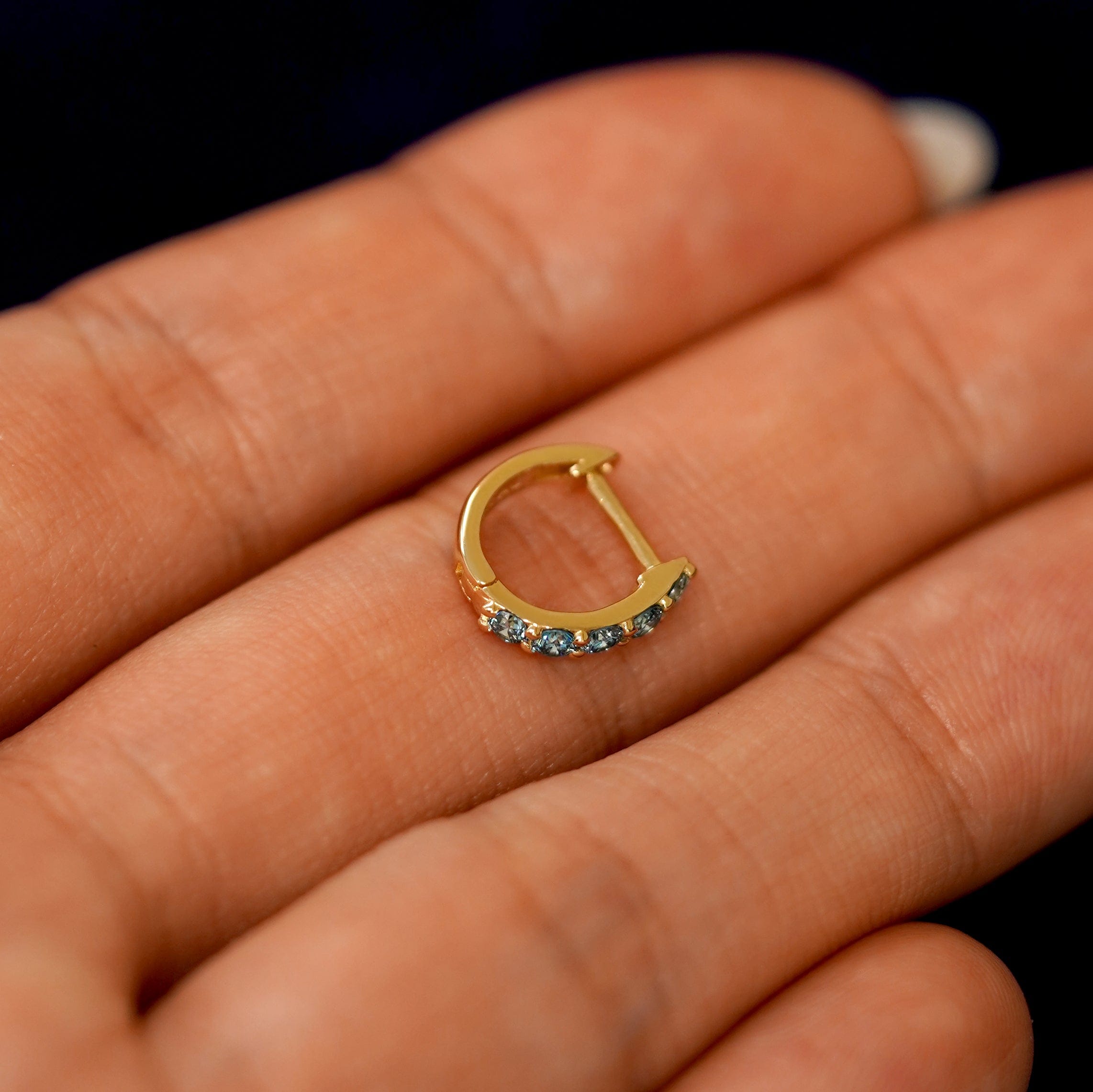 Automic Gold Studio Light Blue Lab Diamond Huggie Hoop