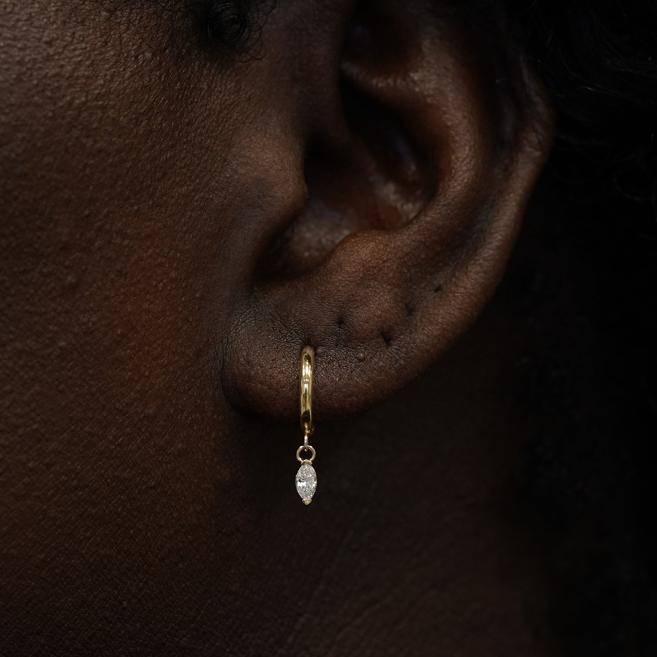 Automic Gold Studio Marquise Diamond Dangle Hoop