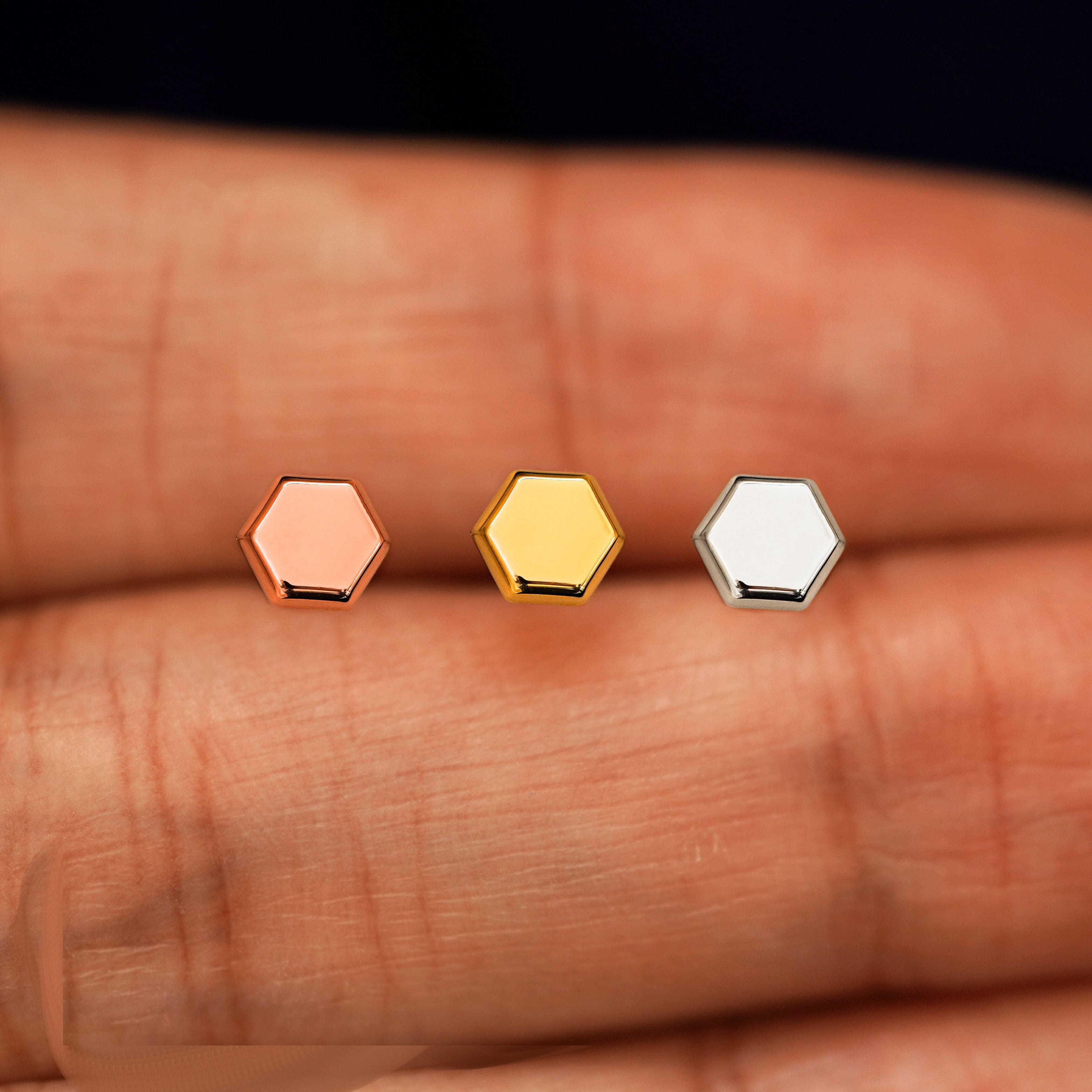 Automic Gold Studio Hexagon Earring