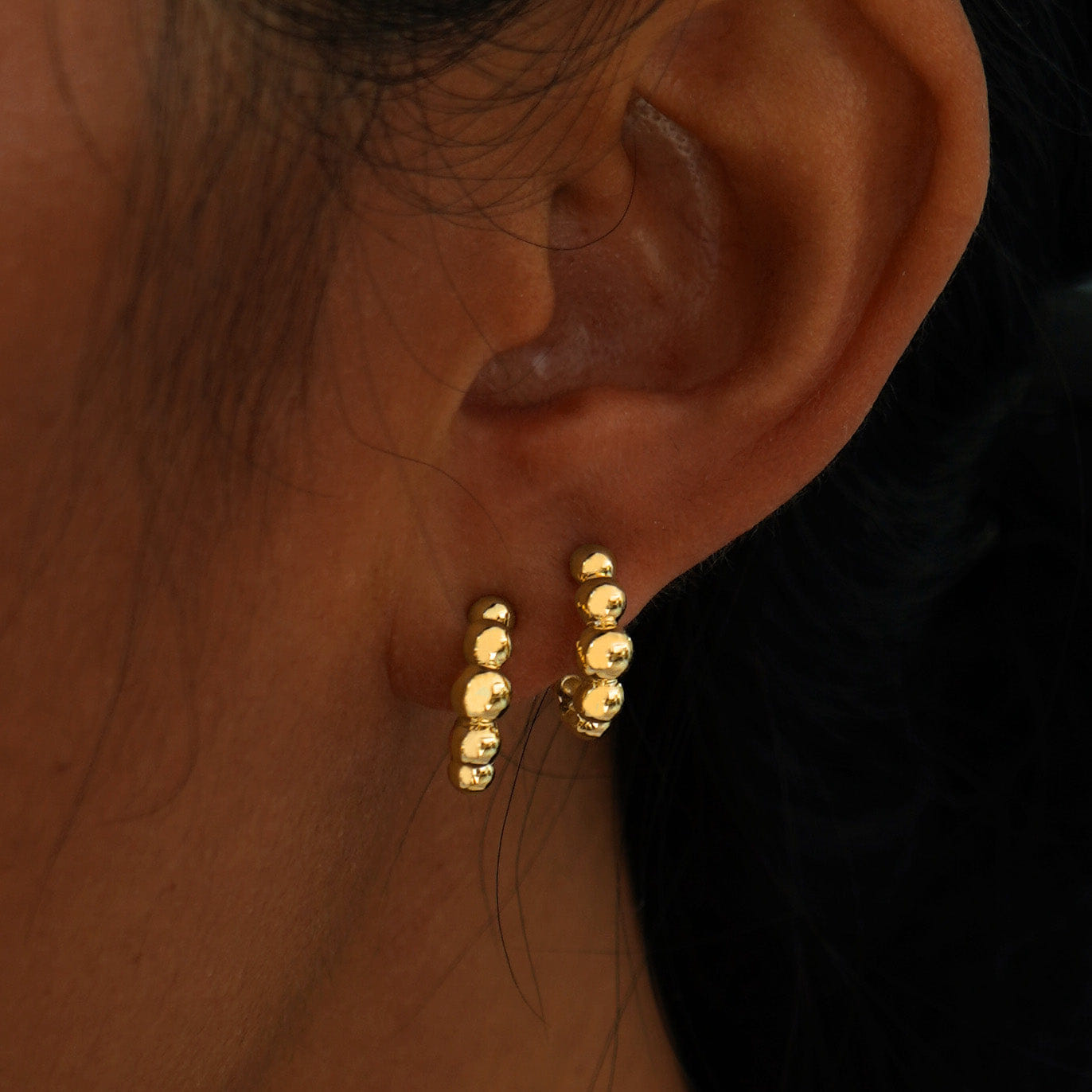 Automic Gold Studio Graduated Puffy Beaded Hoop