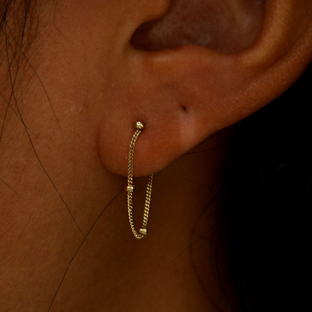 Automic Gold Studio Beaded Essential Chain Loop Earring