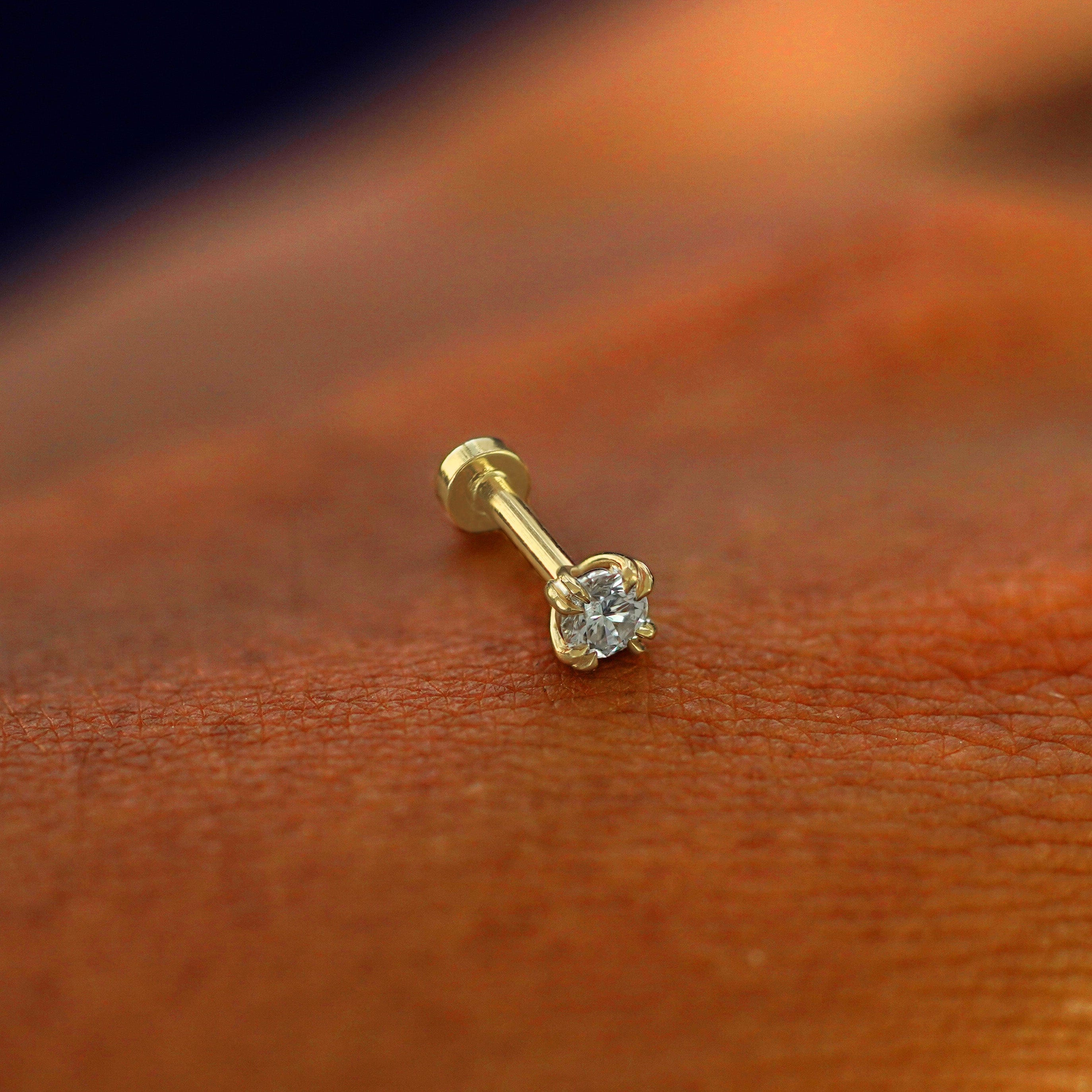 Automic Gold Studio Moissanite Flatback Piercing
