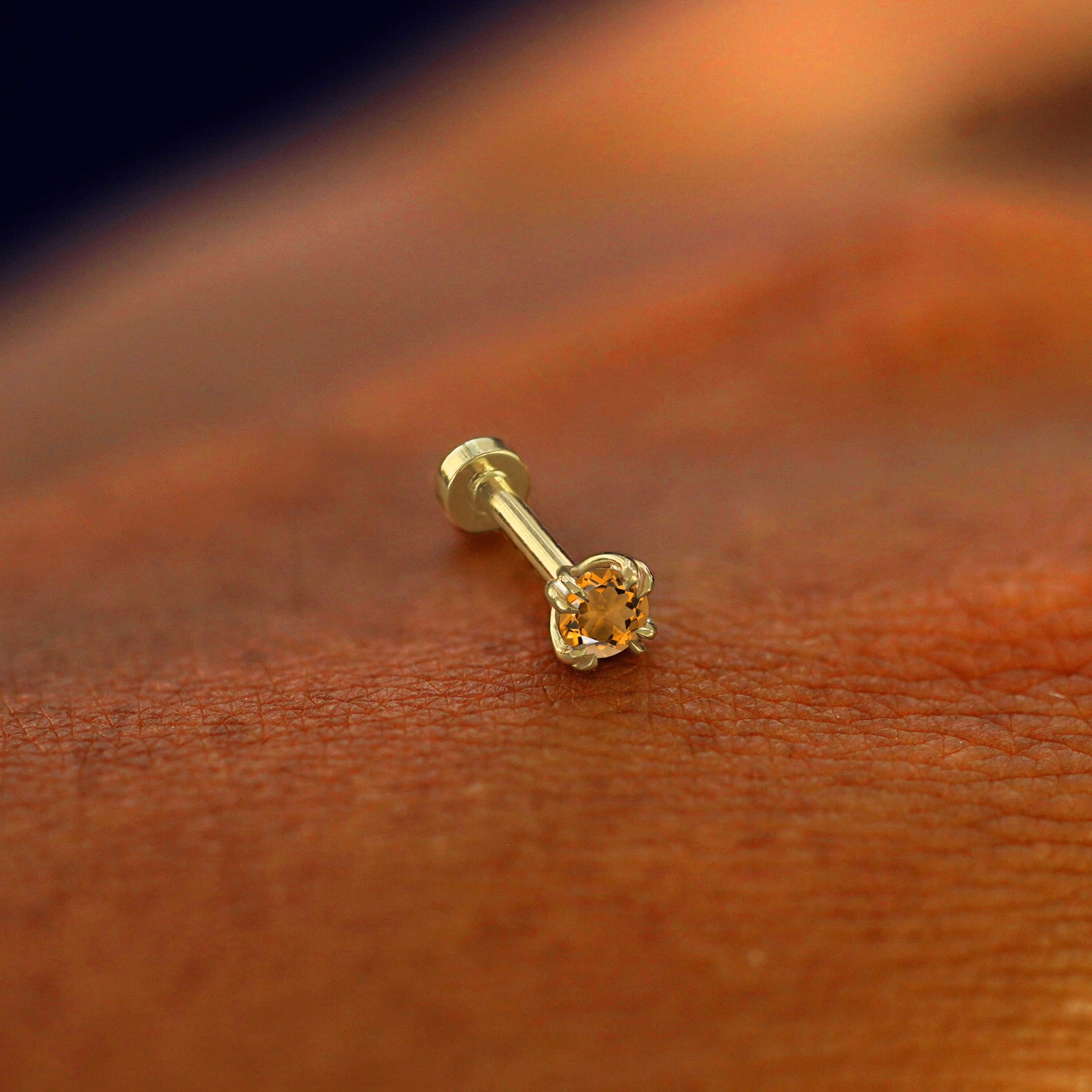 Automic Gold Studio Citrine Flatback Piercing
