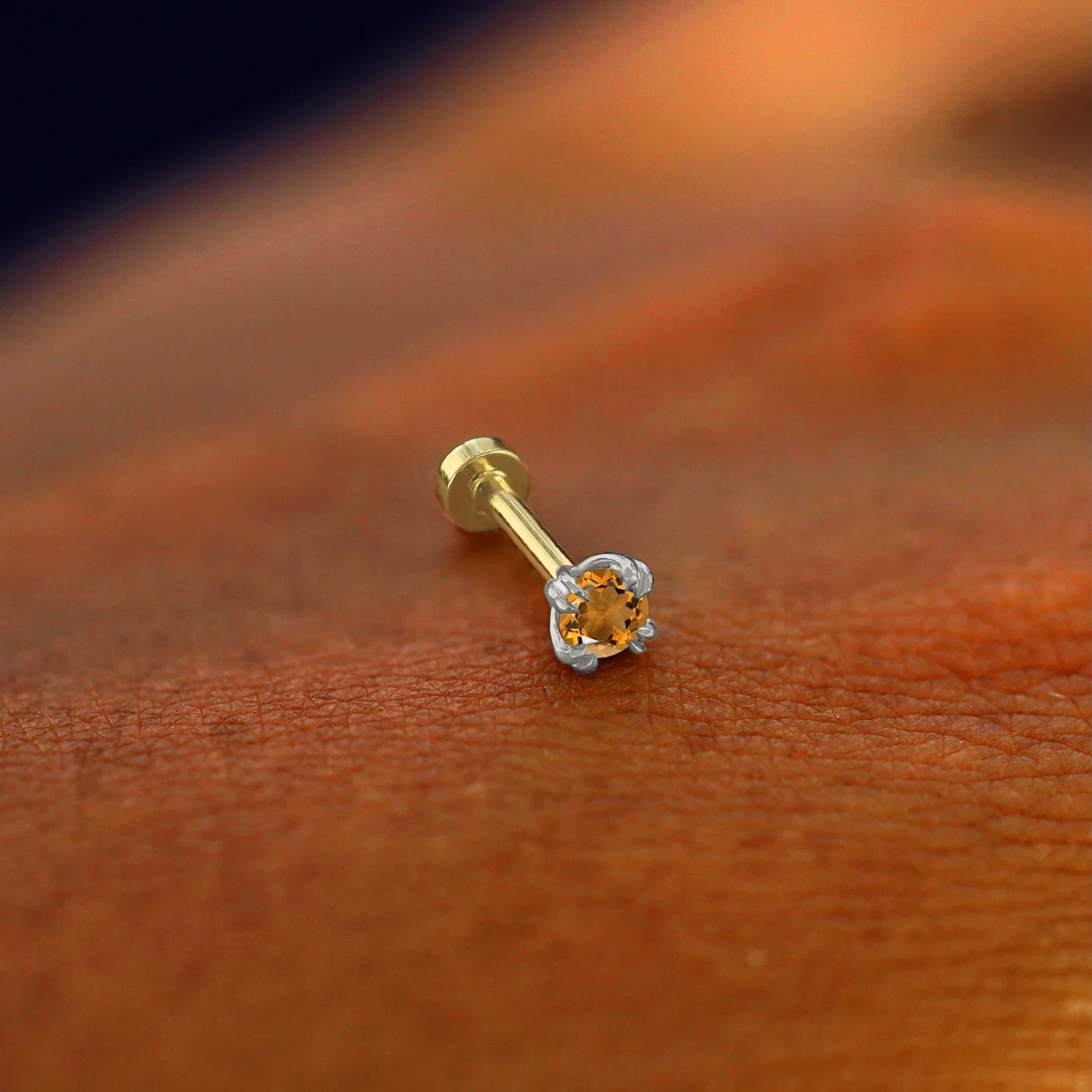 Automic Gold Studio Citrine Flatback Piercing