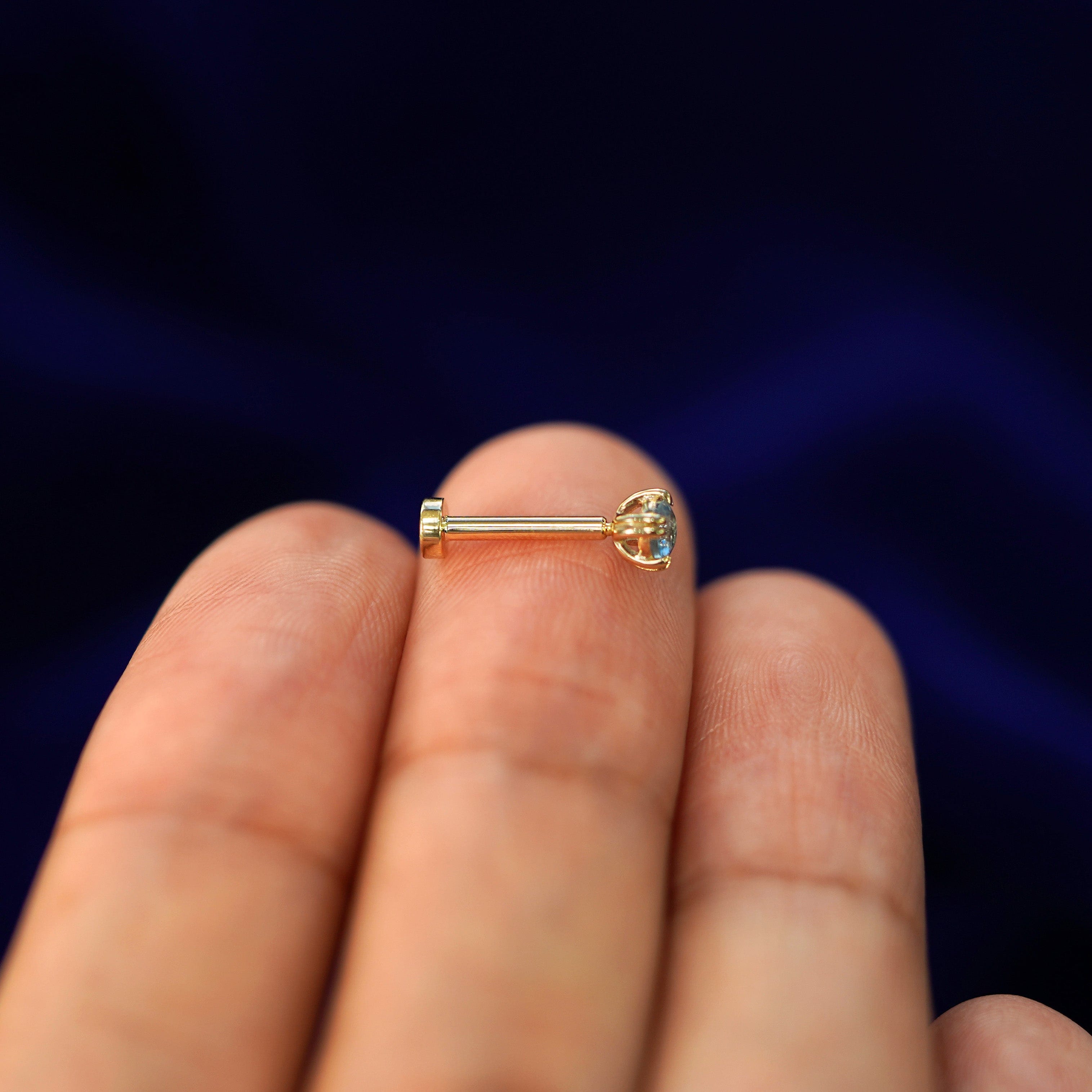 Automic Gold Studio Aquamarine Flatback Piercing