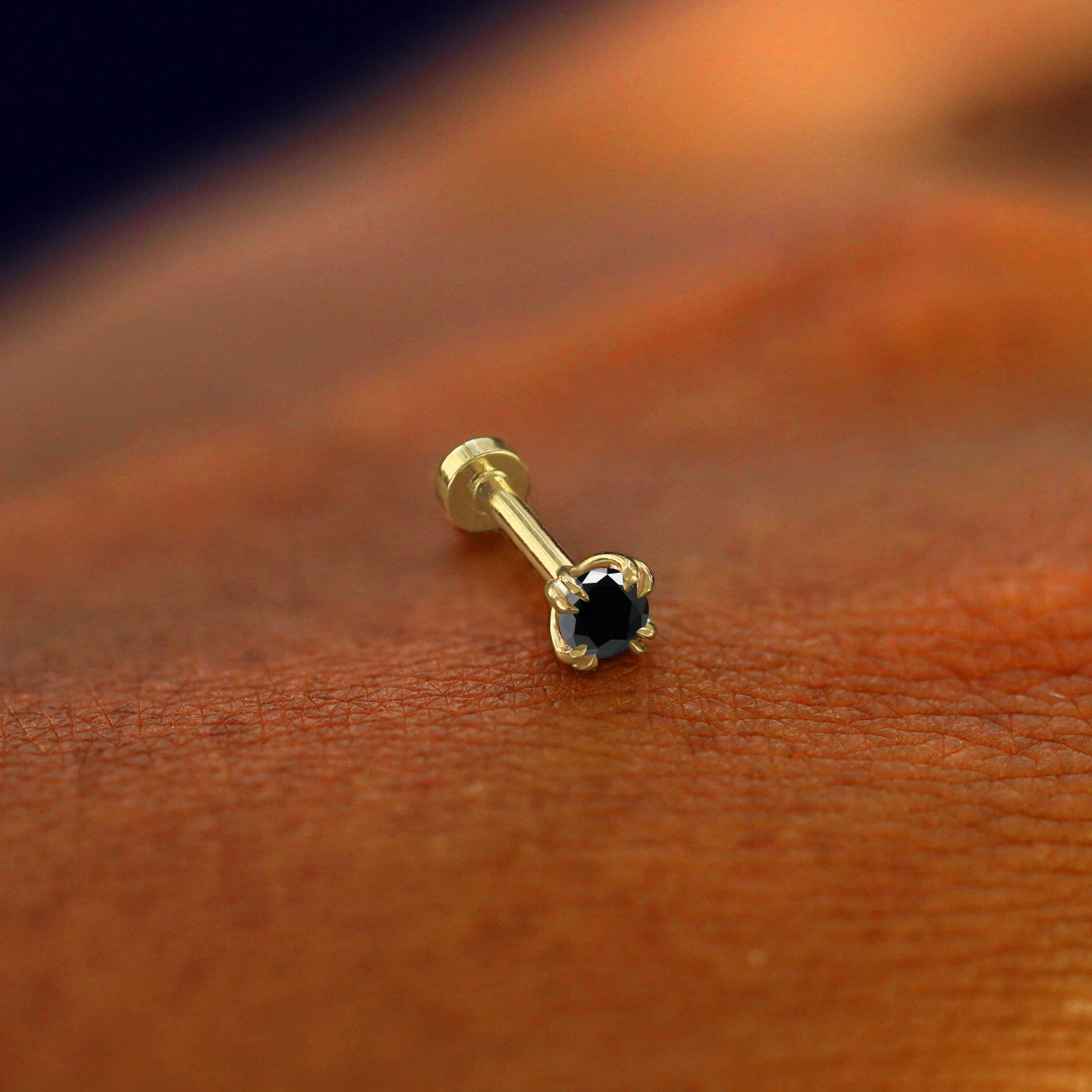 Automic Gold Studio Black Diamond Flatback Piercing