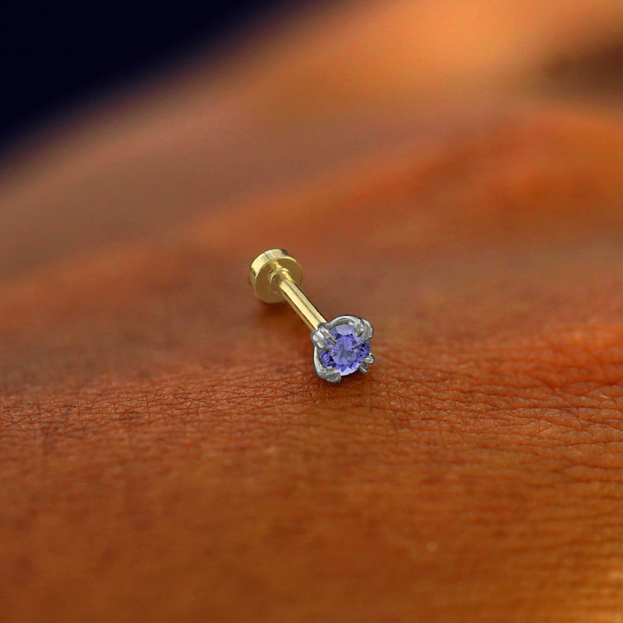 Automic Gold Studio Tanzanite Flatback Piercing
