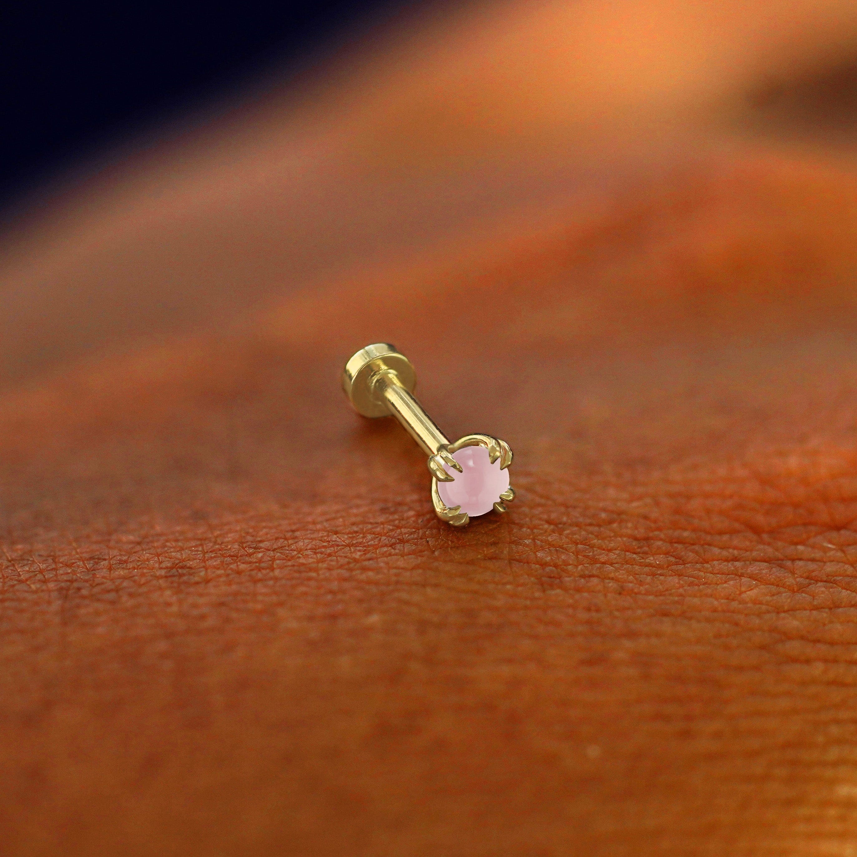 Automic Gold Studio Rose Quartz Flatback Piercing