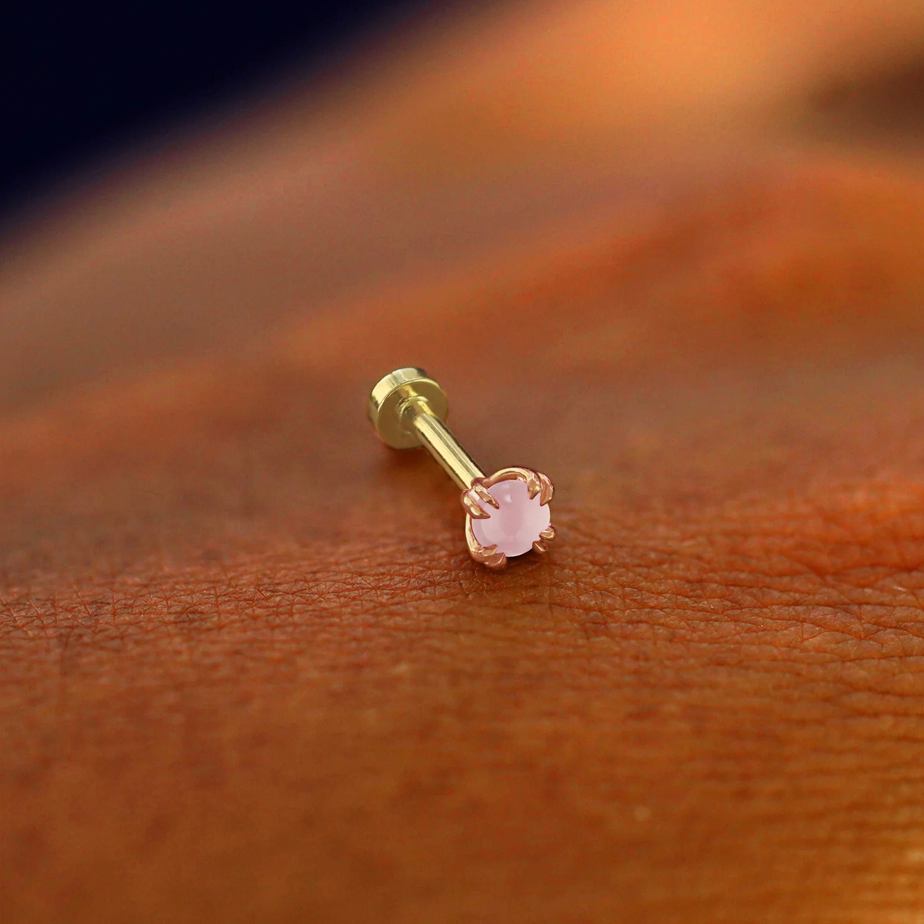 Automic Gold Studio Rose Quartz Flatback Piercing