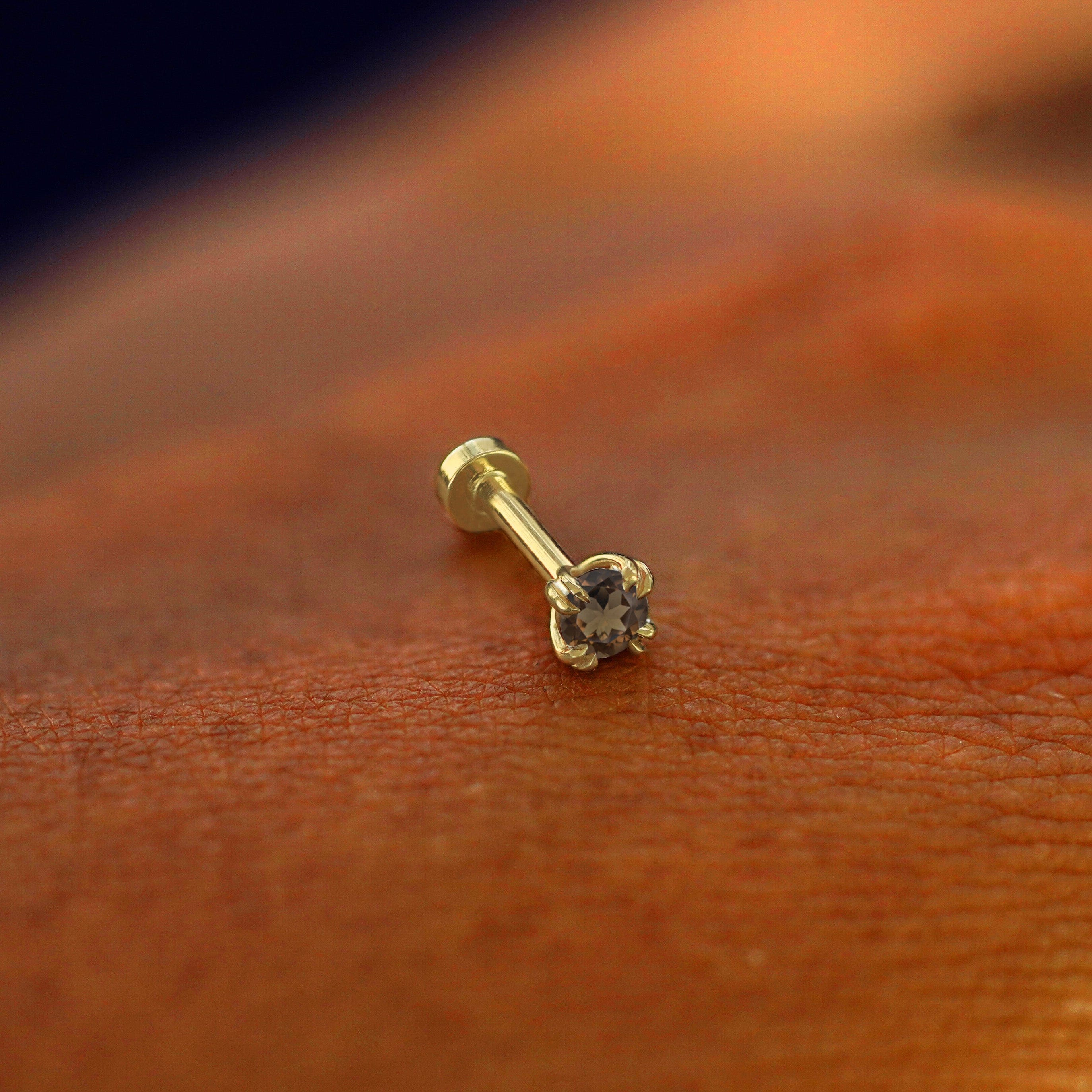 Automic Gold Studio Smoky Quartz Flatback Piercing