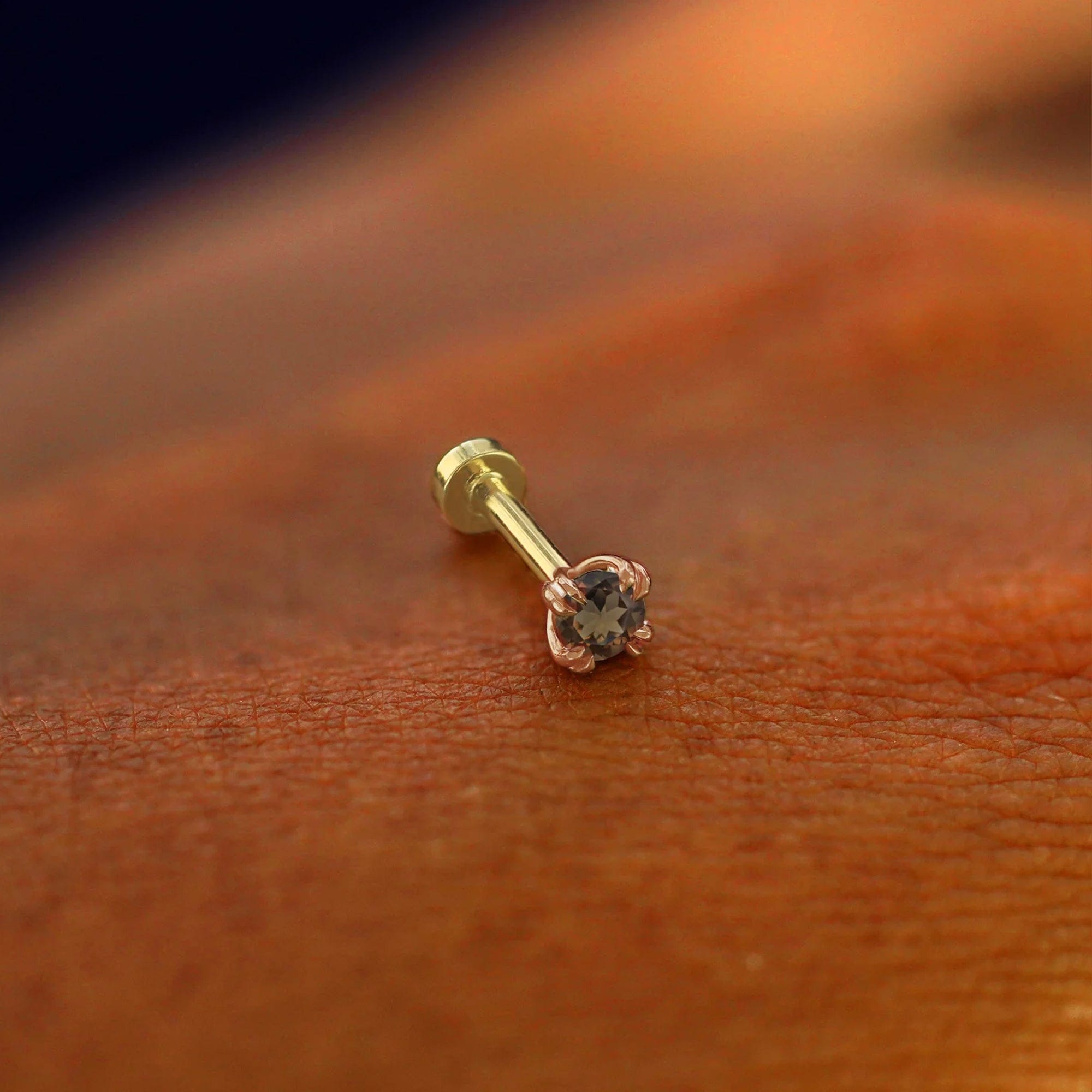 Automic Gold Studio Smoky Quartz Flatback Piercing
