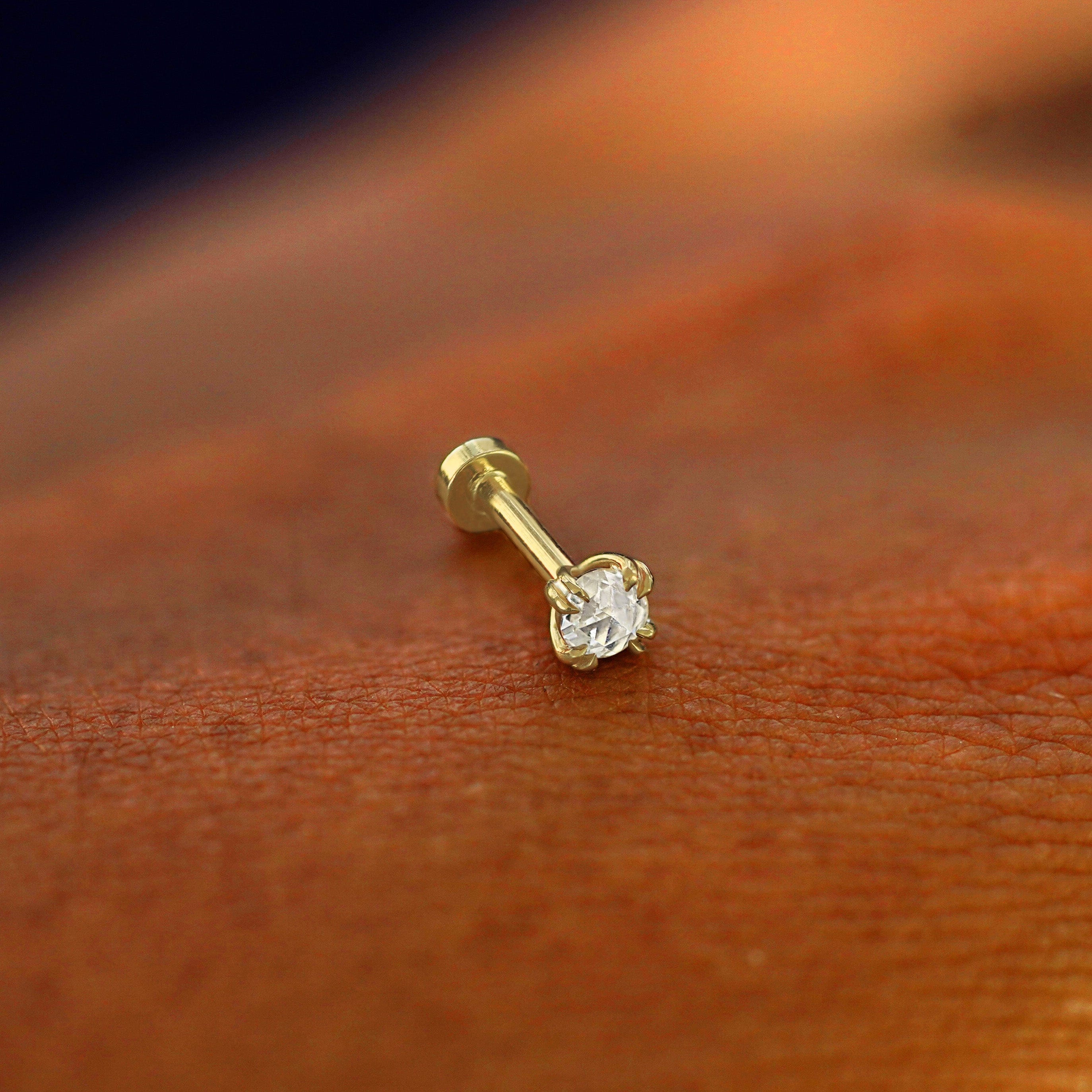 Automic Gold Studio Rose Cut Diamond Flatback Piercing