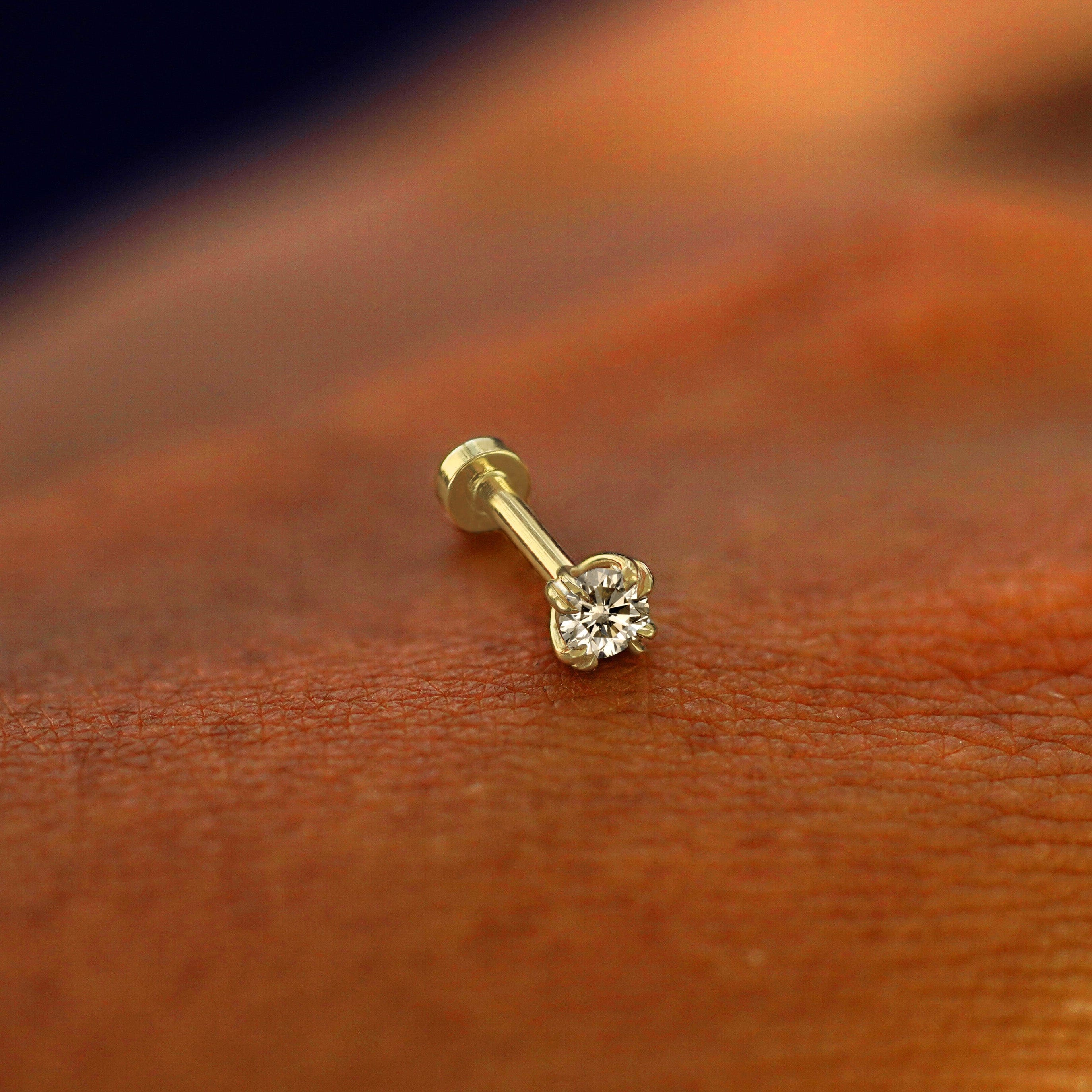 Automic Gold Studio Champagne Diamond Flatback Piercing