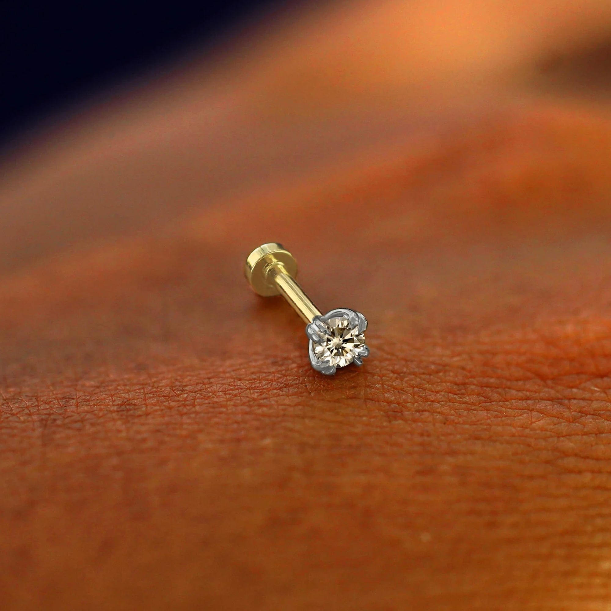 Automic Gold Studio Champagne Diamond Flatback Piercing