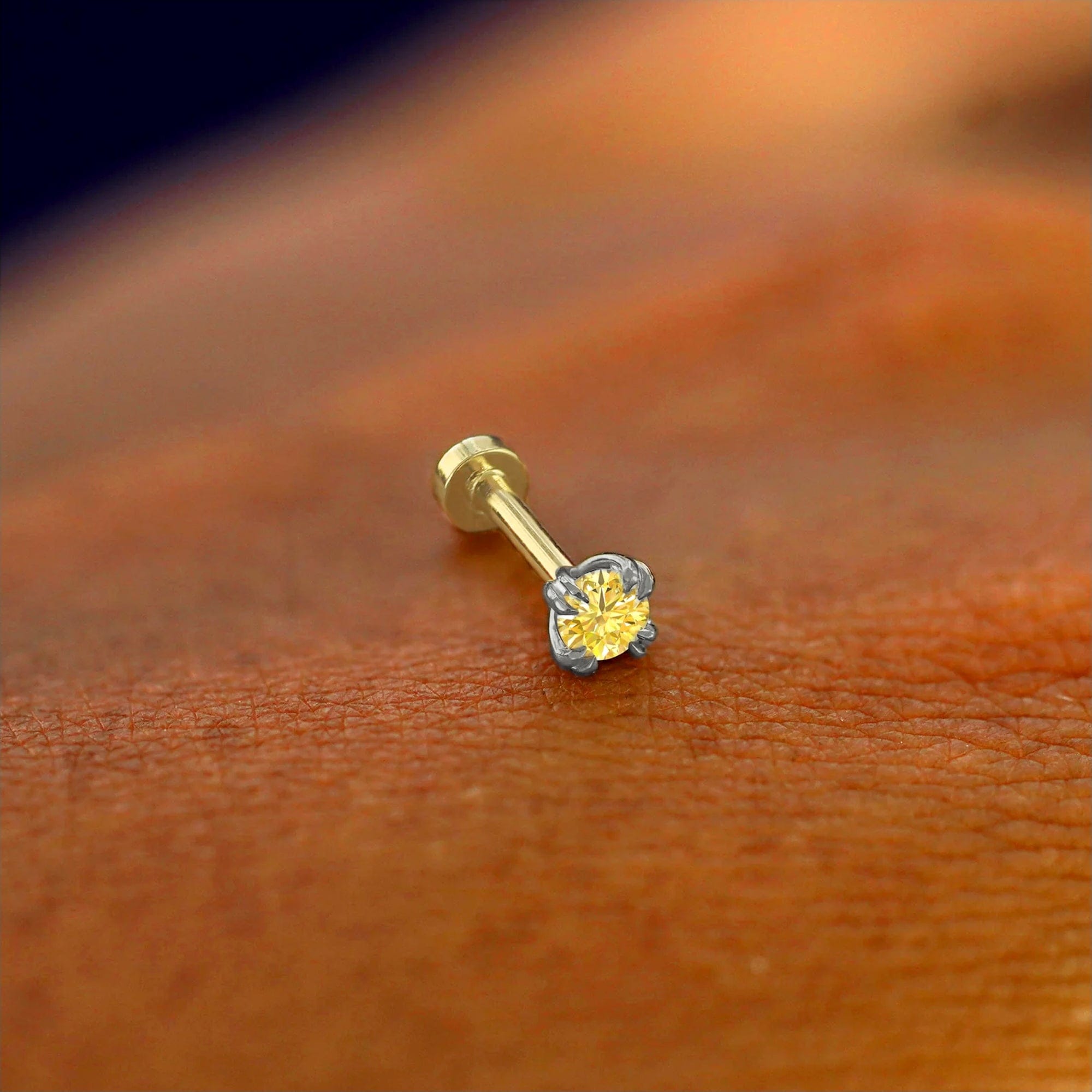 Automic Gold Studio Yellow Lab Diamond Flatback Piercing