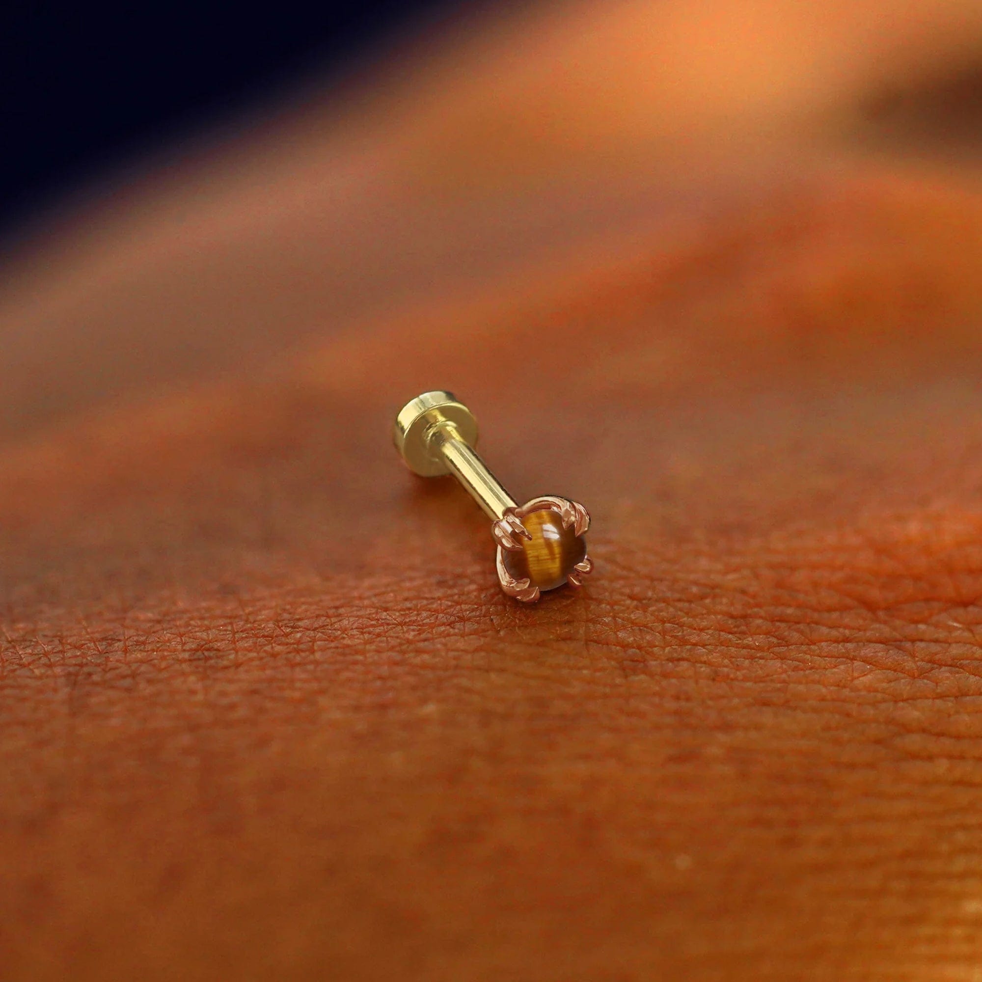 Automic Gold Studio Tiger Eye Flatback Piercing