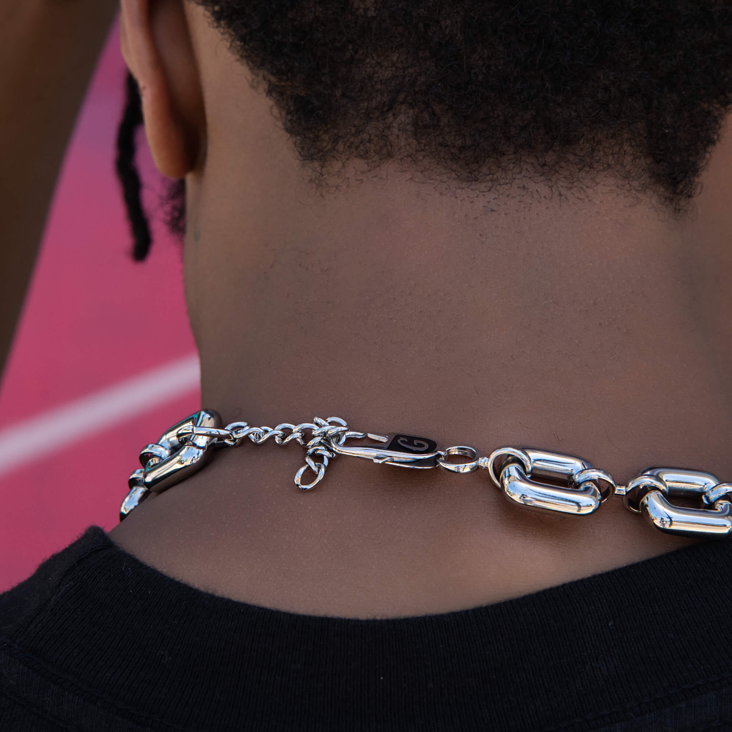GLD Men Square Link Chain in White Gold - 15 mm