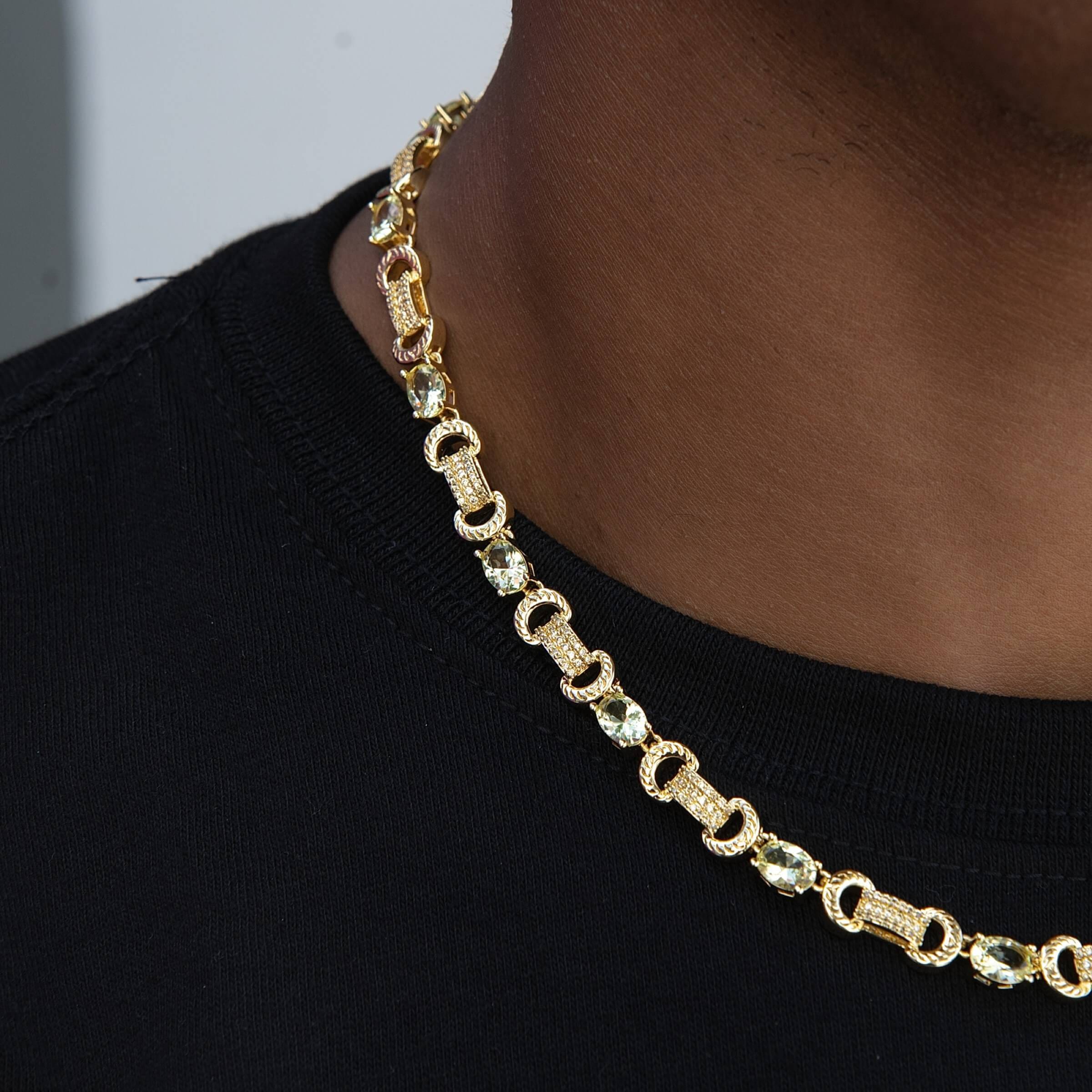 GLD Men Iced Canary Link Circle Chain in Yellow Gold - 6 mm