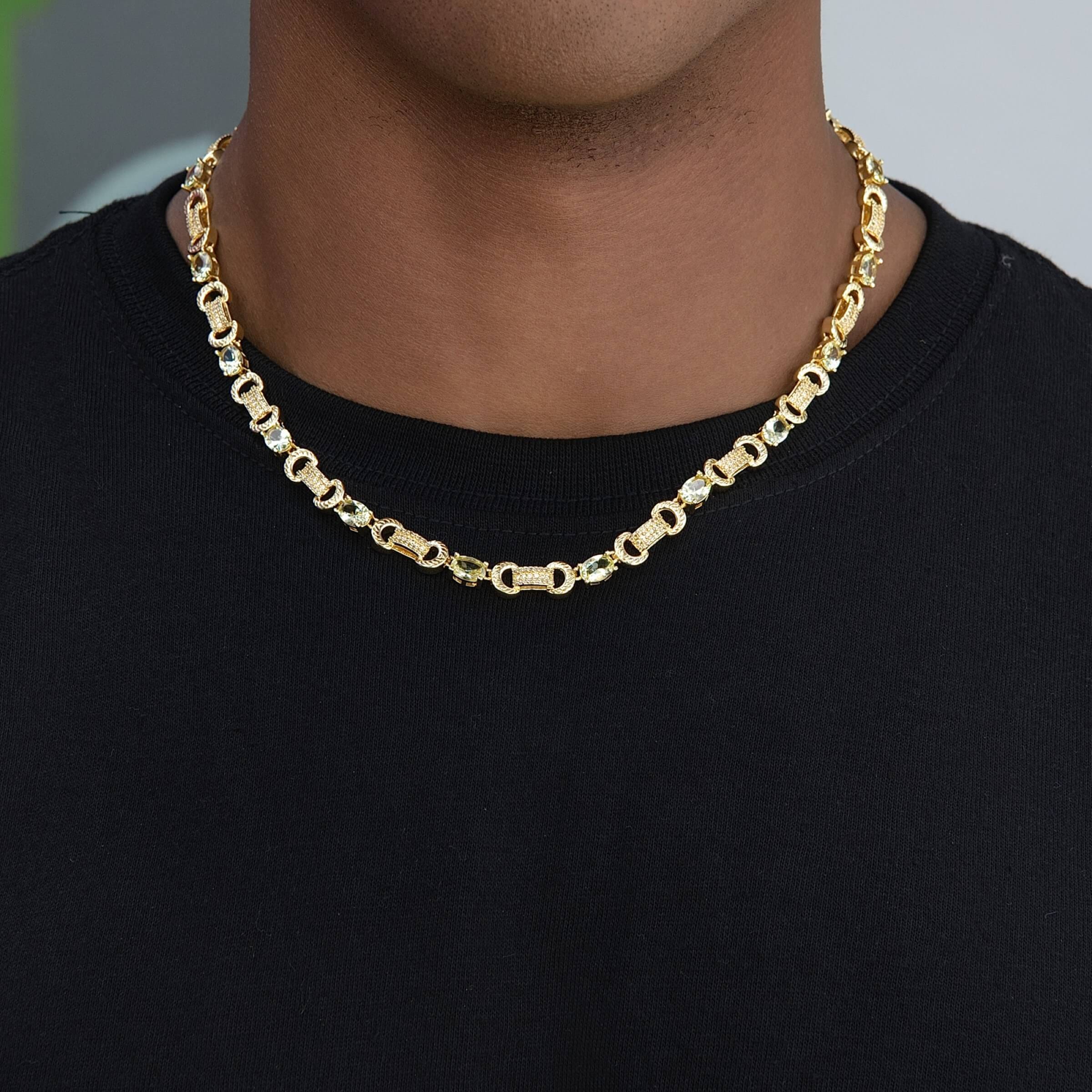 GLD Men Iced Canary Link Circle Chain in Yellow Gold - 6 mm