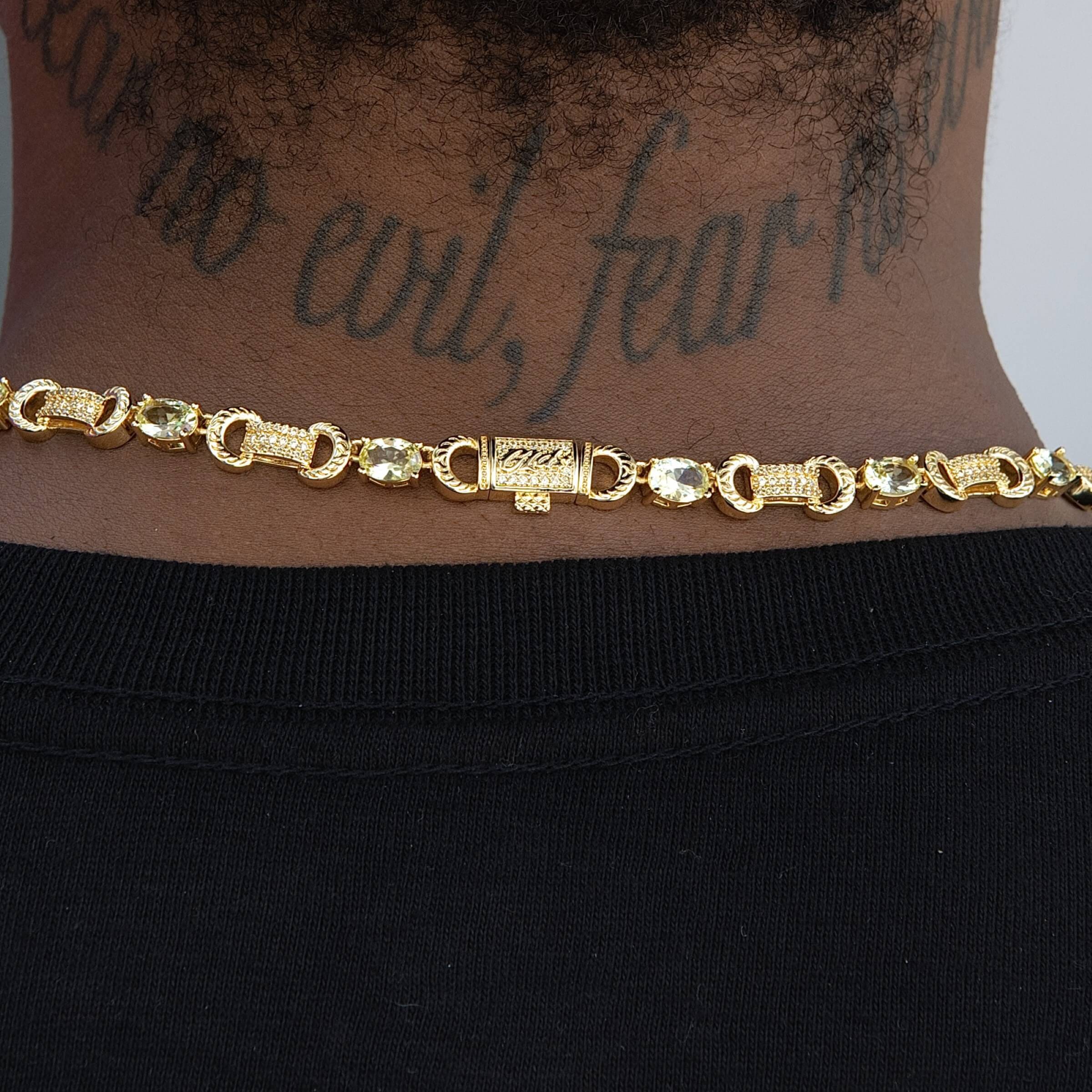 GLD Men Iced Canary Link Circle Chain in Yellow Gold - 6 mm
