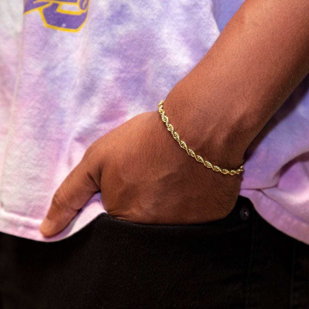 GLD PROMO Rope Bracelet in Yellow Gold (Adjustable) - 4 mm