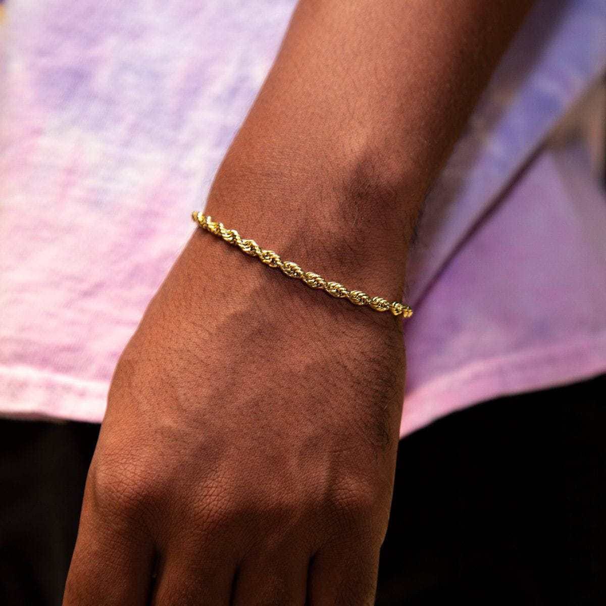 GLD PROMO Rope Bracelet in Yellow Gold (Adjustable) - 4 mm