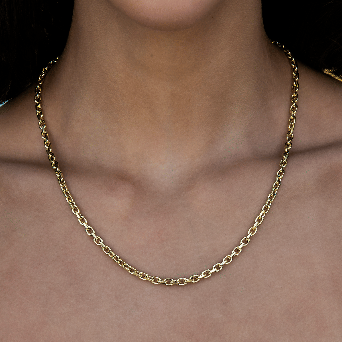 GLD PROMO - WOMEN 3.6 mm Open Box Chain Necklace - Yellow Gold