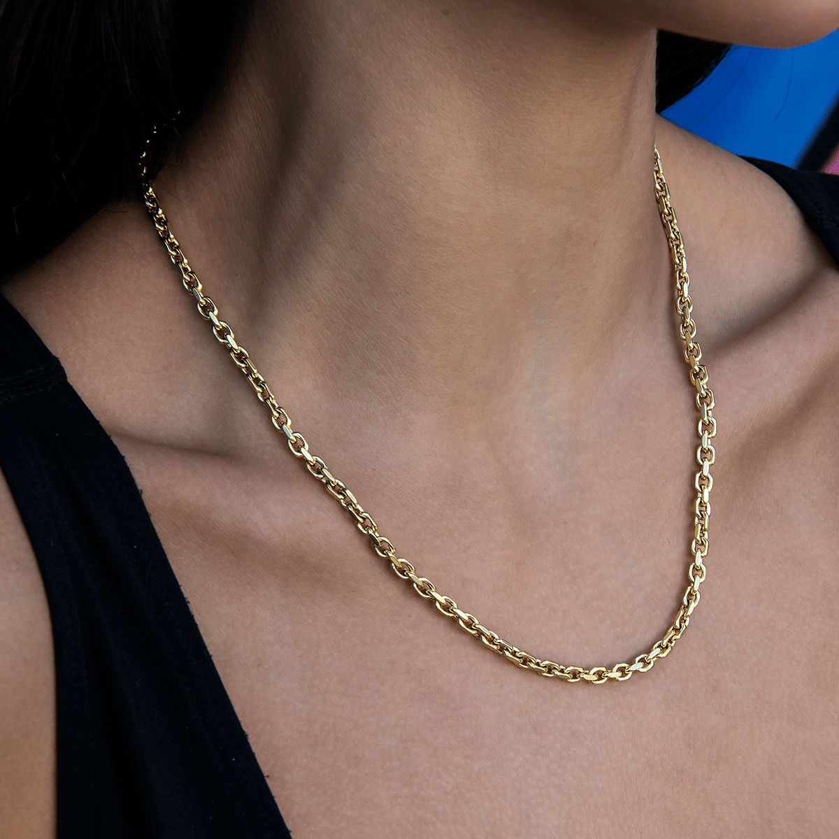 GLD PROMO - WOMEN 3.6 mm Open Box Chain Necklace - Yellow Gold