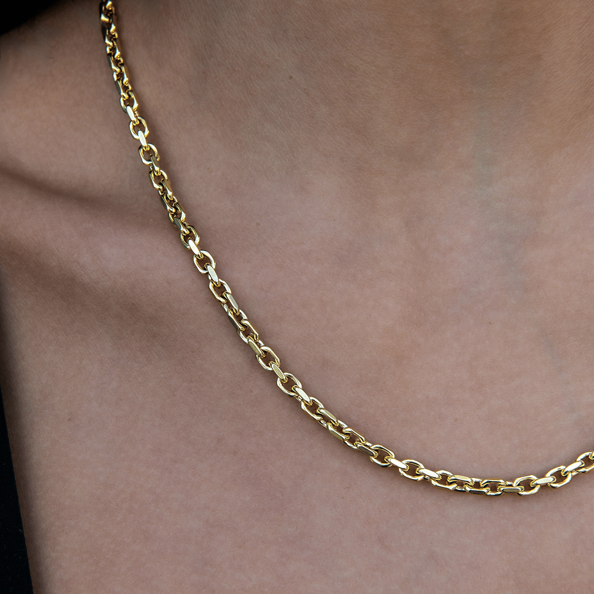 GLD PROMO - WOMEN 3.6 mm Open Box Chain Necklace - Yellow Gold
