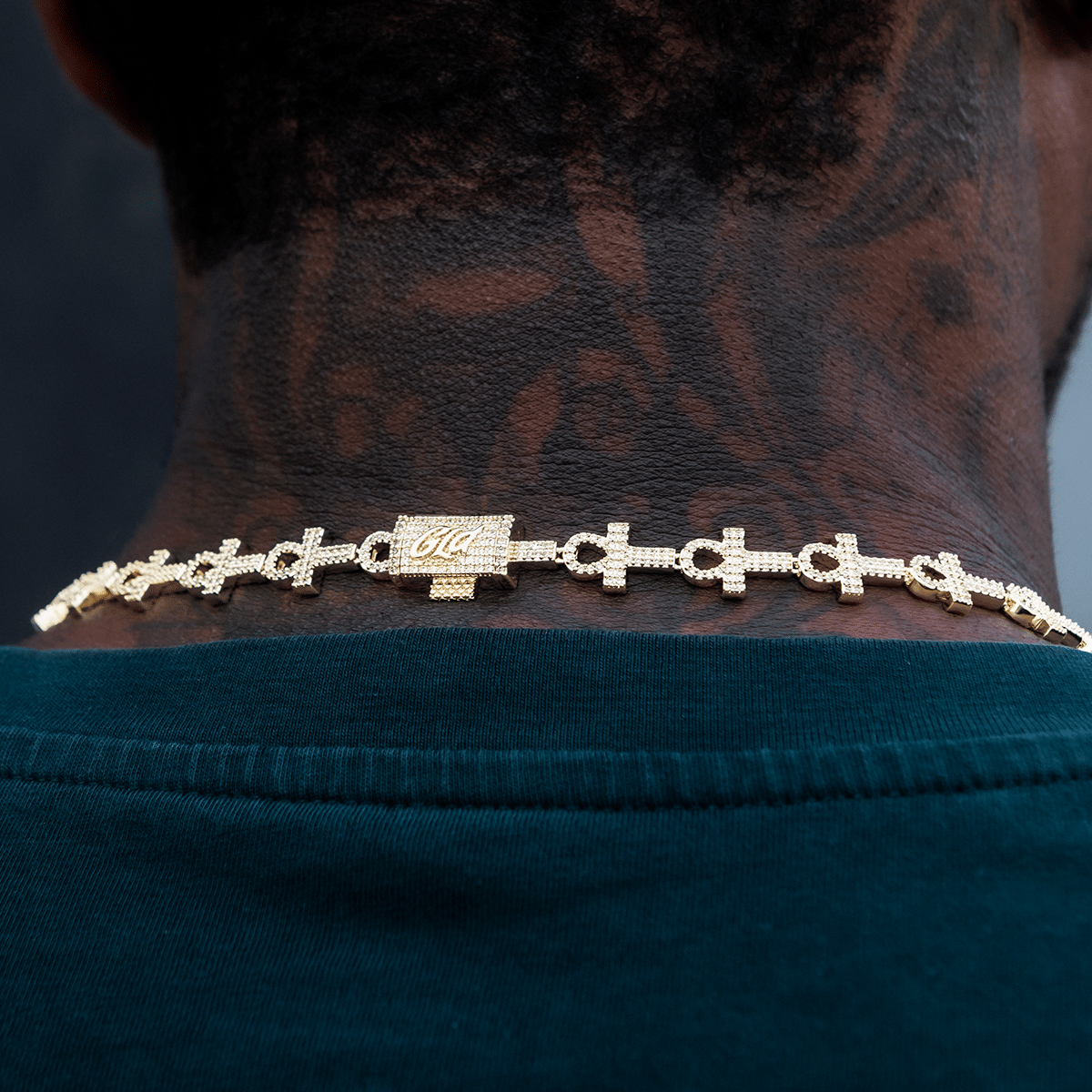 GLD PROMO Diamond Ankh Cross Chain in Yellow Gold